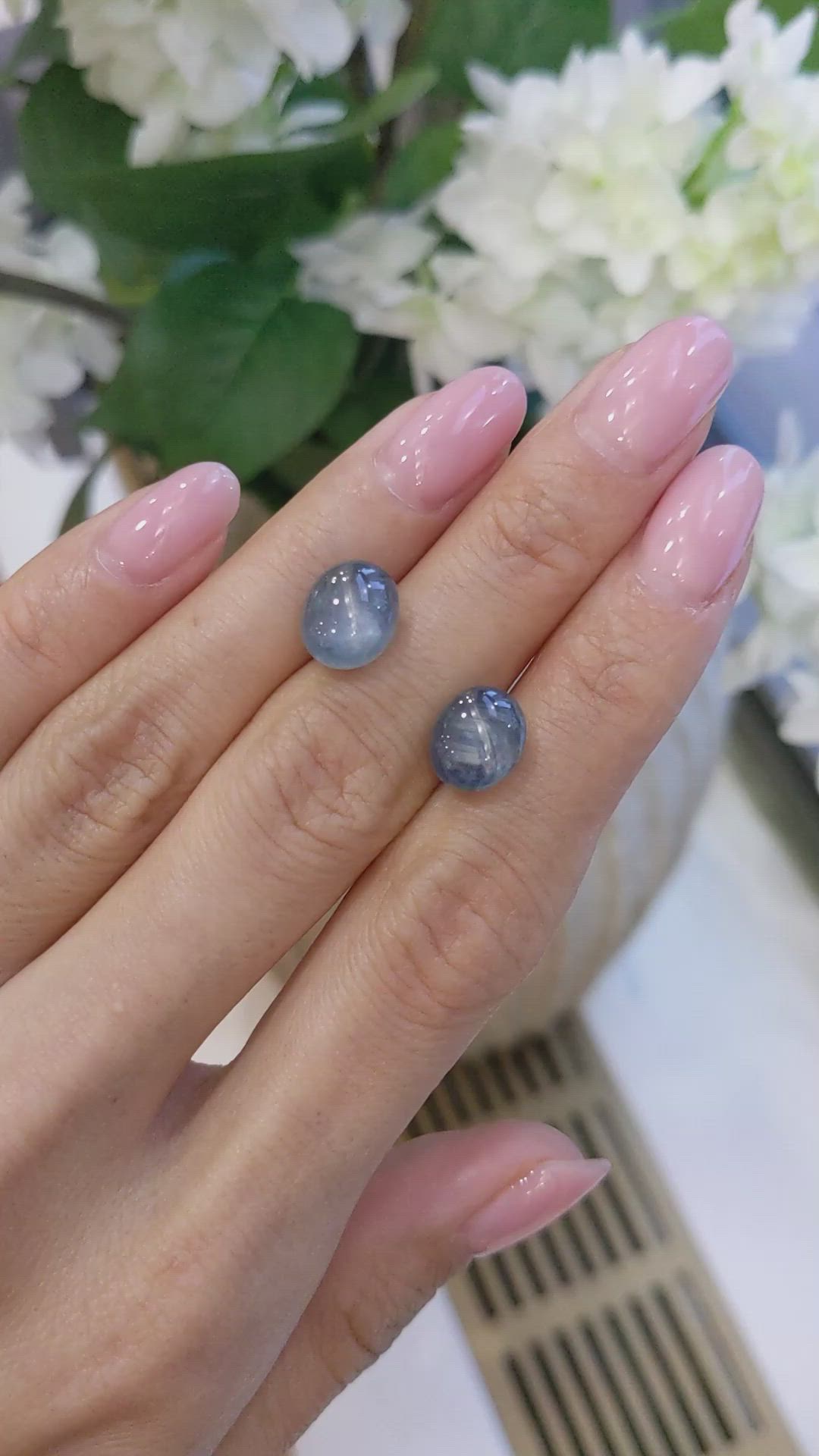 12.29&nbsp;Ct.Tw.Total Carat Weight Blue Star Sapphire Pair from Burma (Myanmar) Size Video