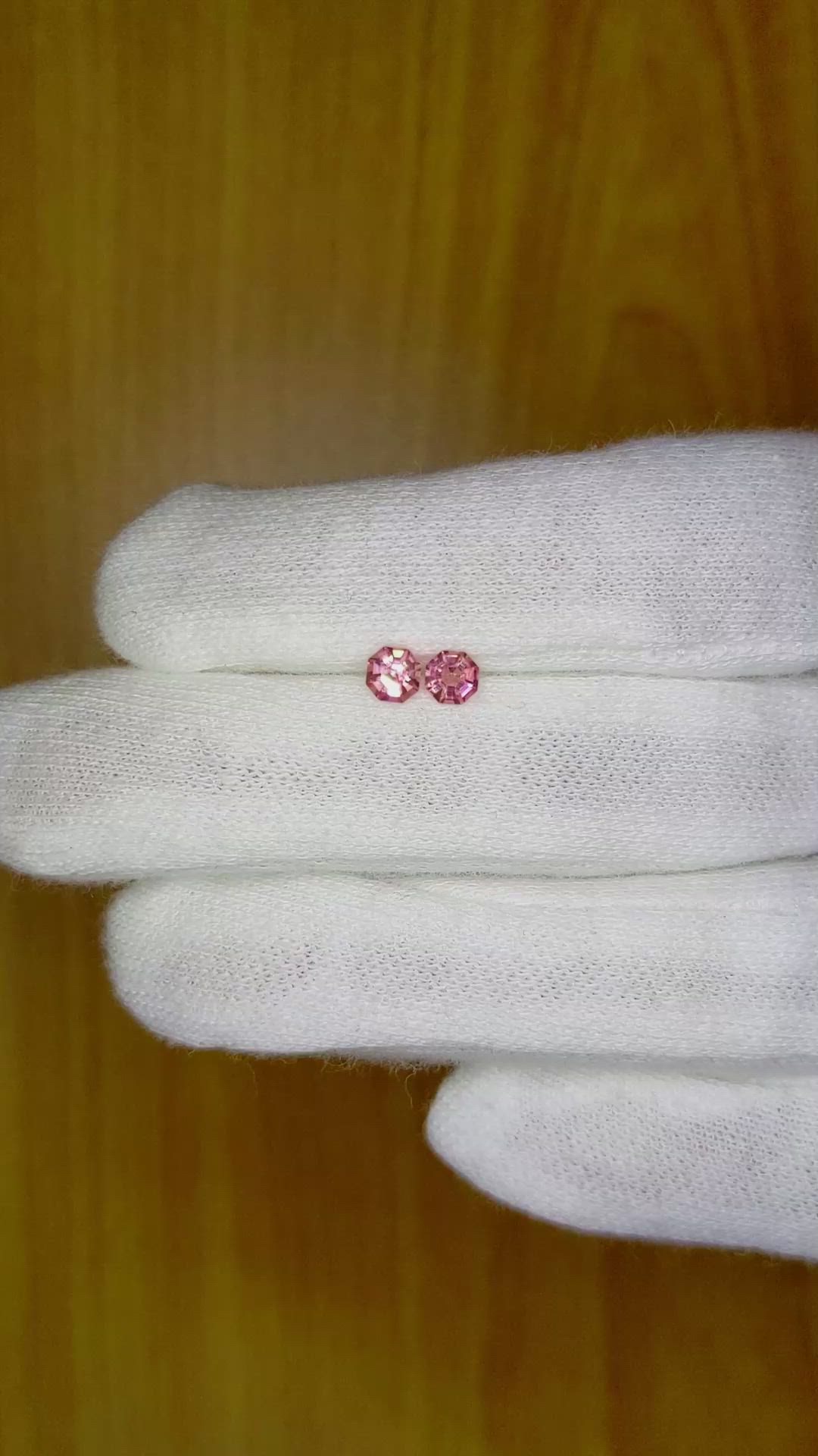 0.72&nbsp;Ct.Tw.Total Carat Weight Pink Sapphire Pair from Ceylon (Sri Lanka) Size Video