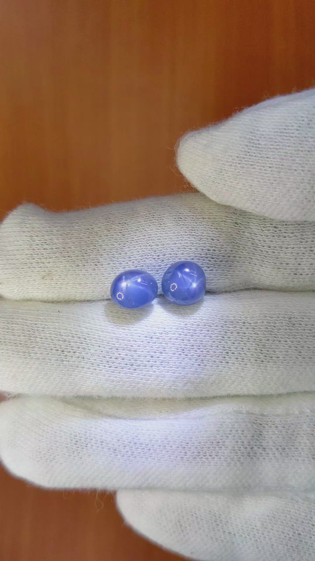 6.10 Ct.Tw.Total Carat Weight Blue Star Sapphire Pair from Burma (Myanmar) Size Video