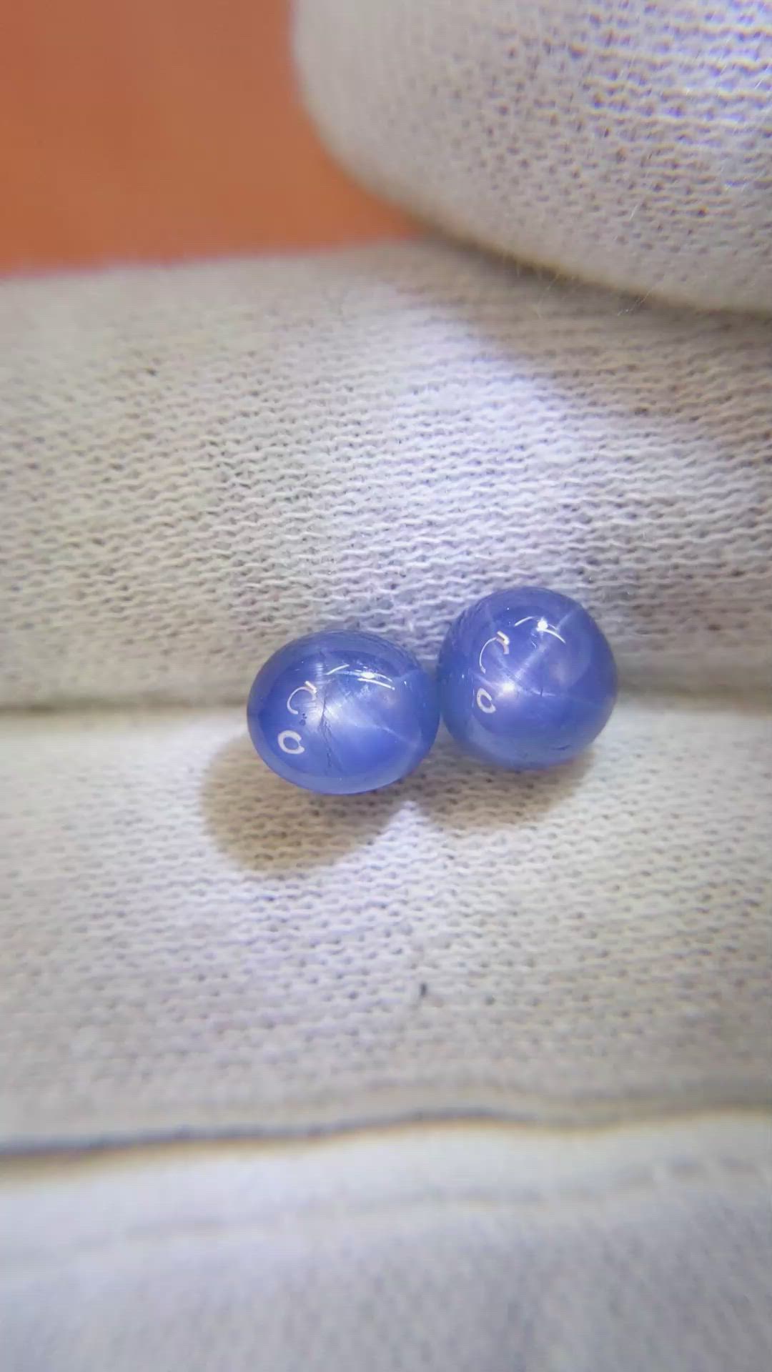 6.10 Ct.Tw.Total Carat Weight Blue Star Sapphire Pair from Burma (Myanmar) Size Video