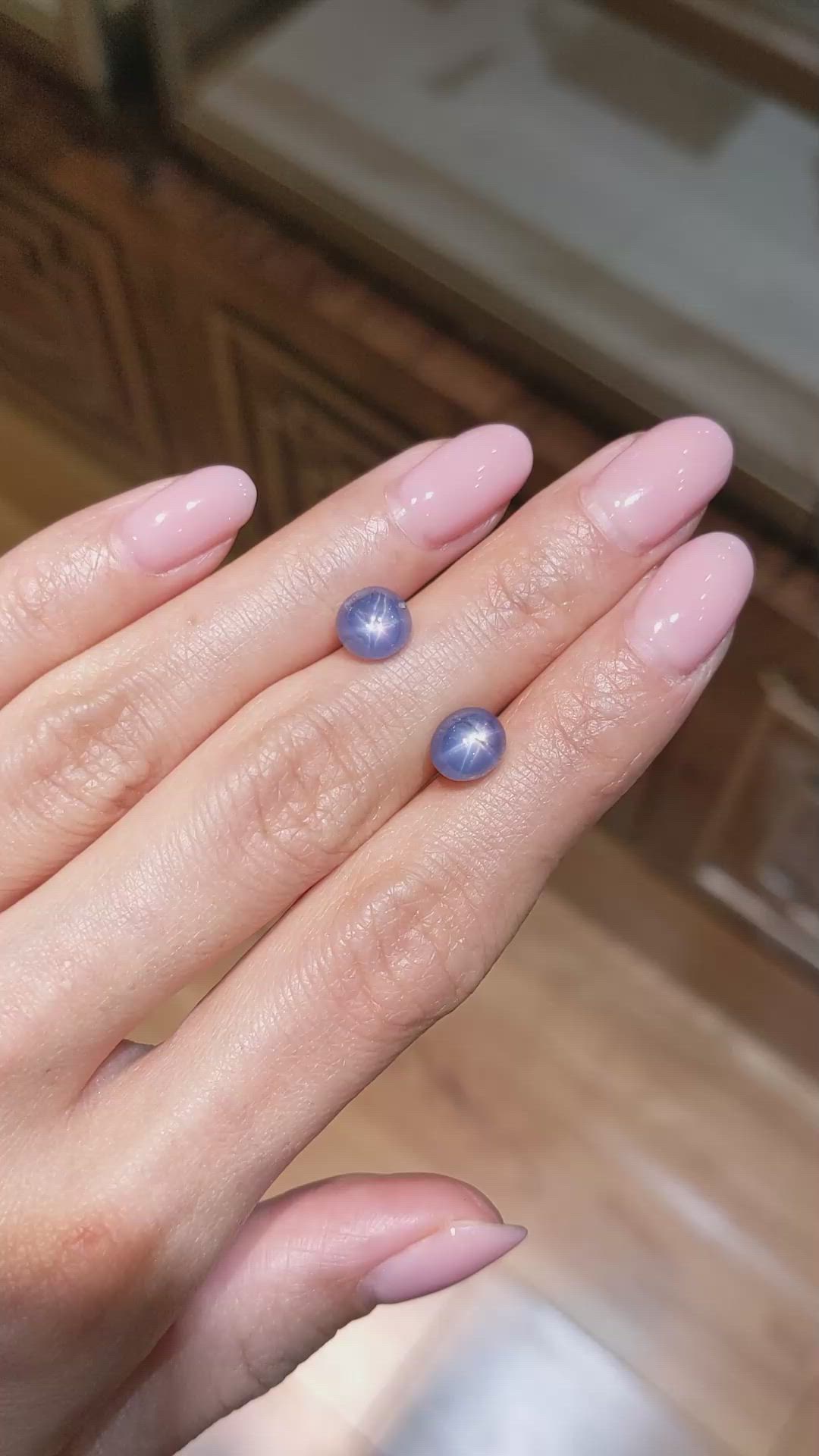 6.10 Ct.Tw.Total Carat Weight Blue Star Sapphire Pair from Burma (Myanmar) Size Video