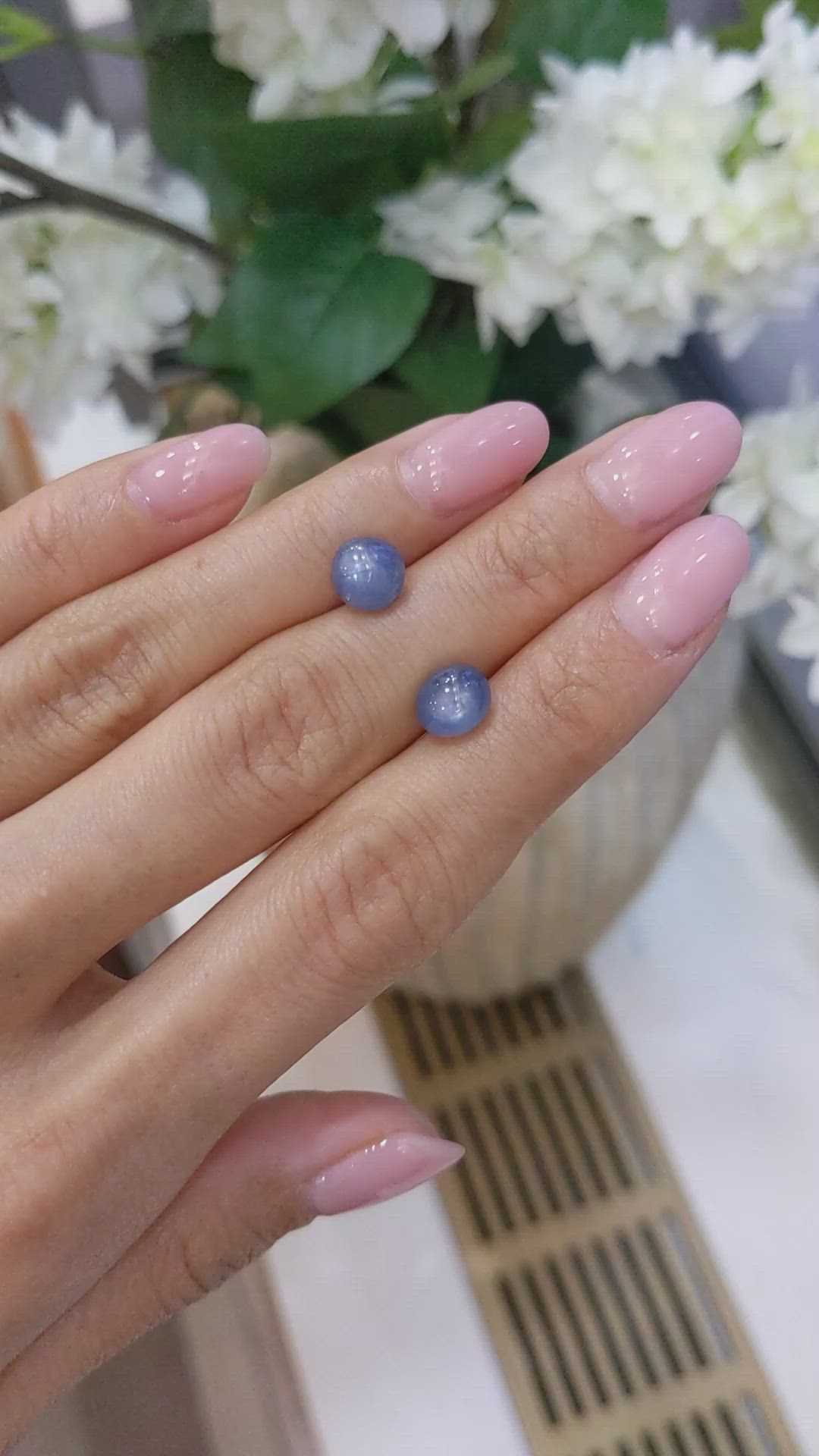 6.10 Ct.Tw.Total Carat Weight Blue Star Sapphire Pair from Burma (Myanmar) Size Video