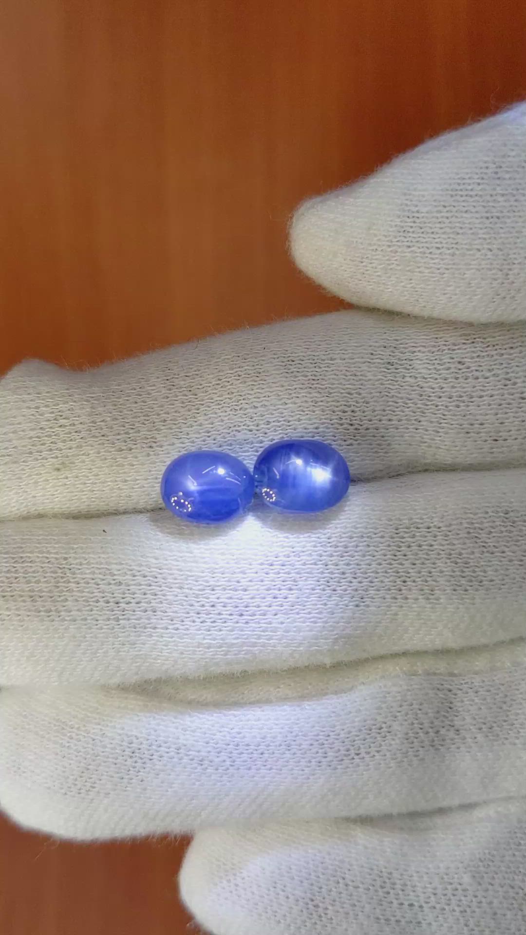 6.66&nbsp;Ct.Tw.Total Carat Weight Blue Star Sapphire Pair from Burma (Myanmar) Size Video