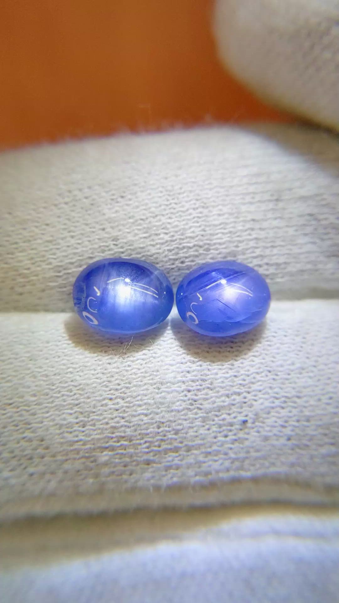 6.66&nbsp;Ct.Tw.Total Carat Weight Blue Star Sapphire Pair from Burma (Myanmar) Size Video