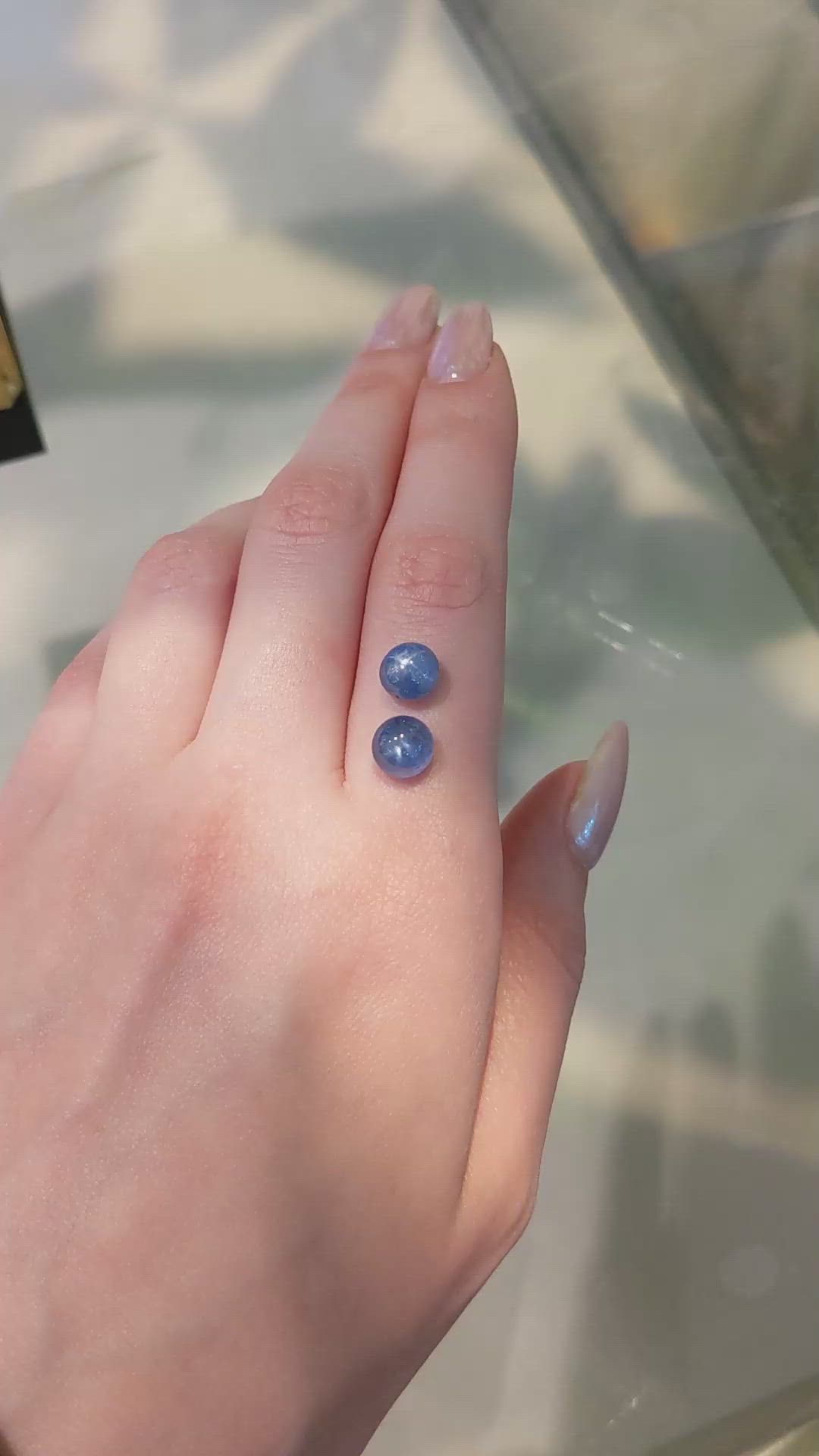 8.50 Ct.Tw.Total Carat Weight Blue Star Sapphire Pair from Burma (Myanmar) Size Video