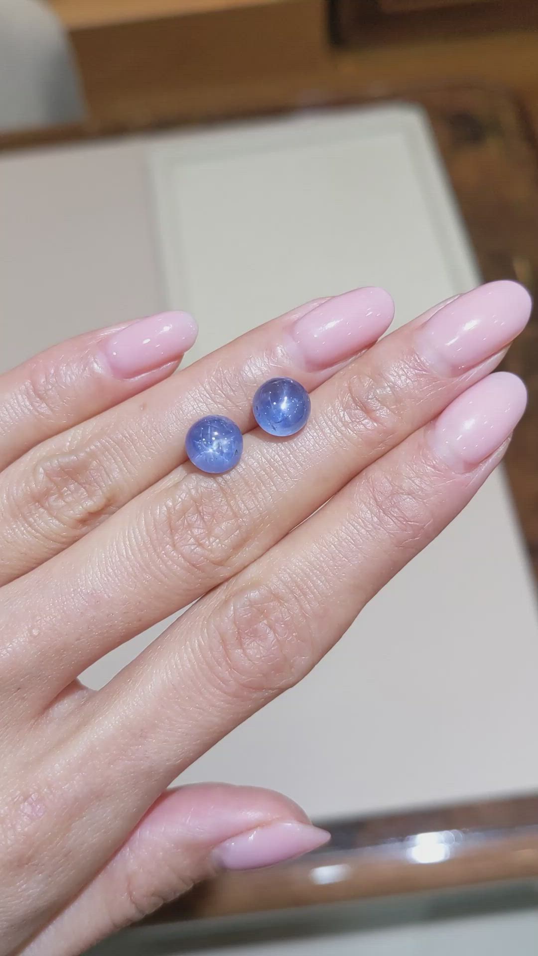 8.50 Ct.Tw.Total Carat Weight Blue Star Sapphire Pair from Burma (Myanmar) Size Video