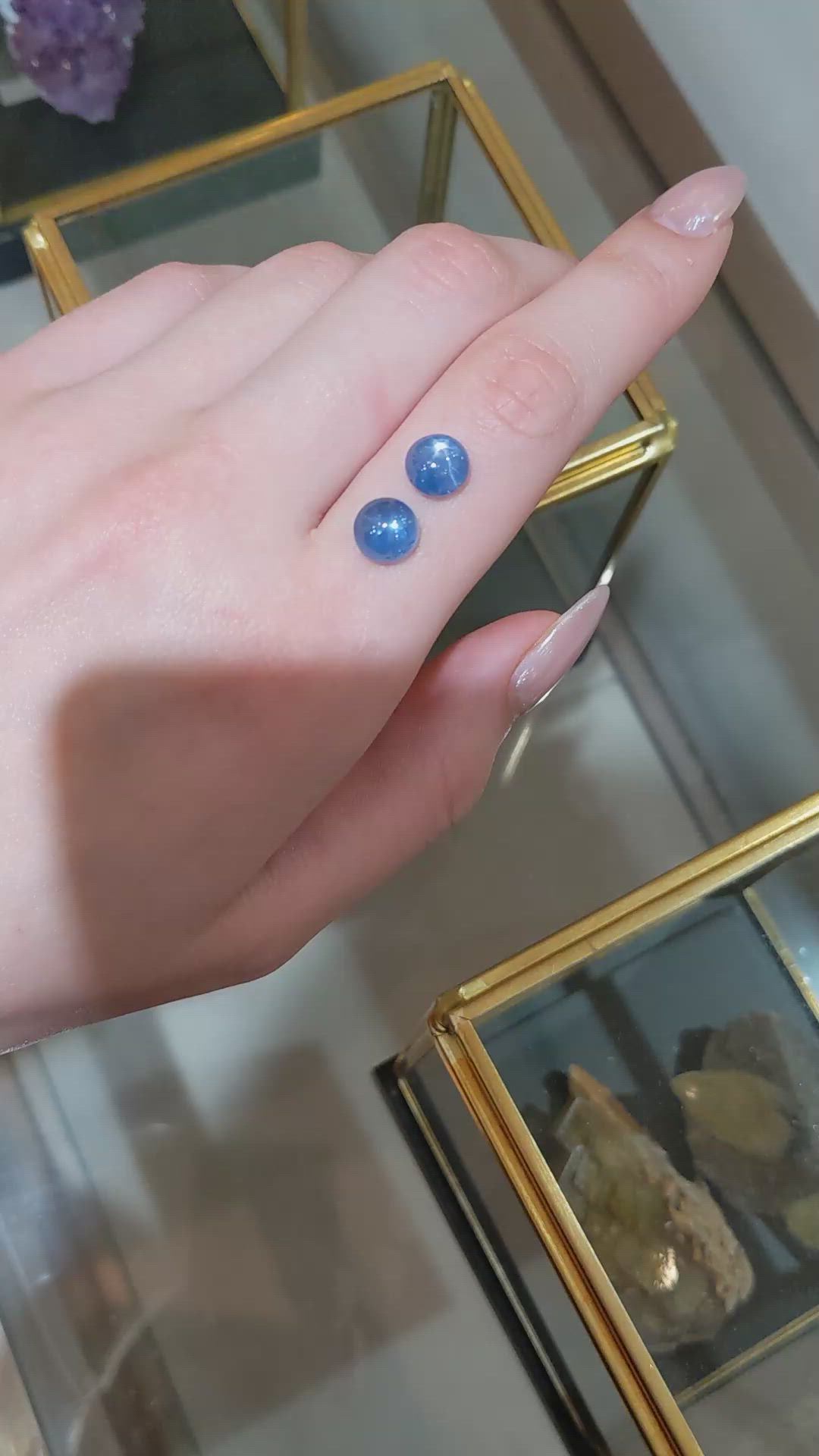 8.50 Ct.Tw.Total Carat Weight Blue Star Sapphire Pair from Burma (Myanmar) Size Video