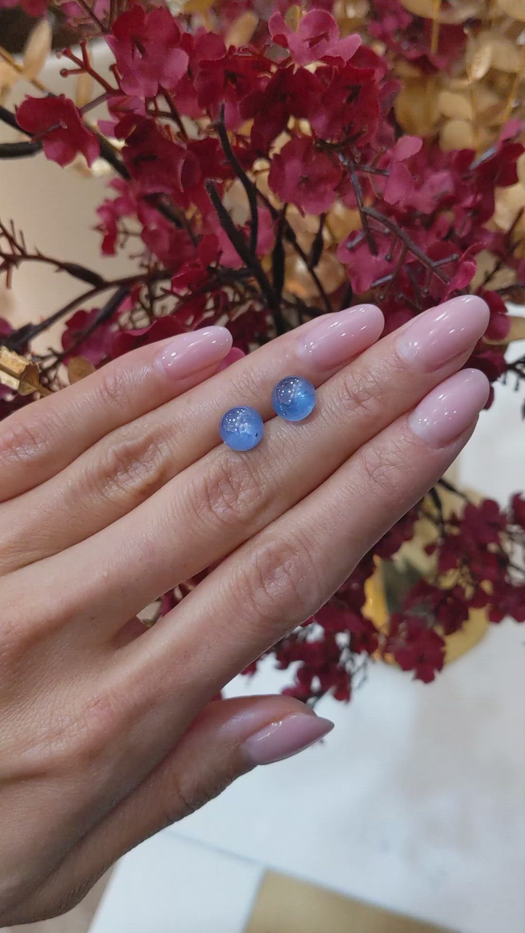 8.50 Ct.Tw.Total Carat Weight Blue Star Sapphire Pair from Burma (Myanmar) Size Video