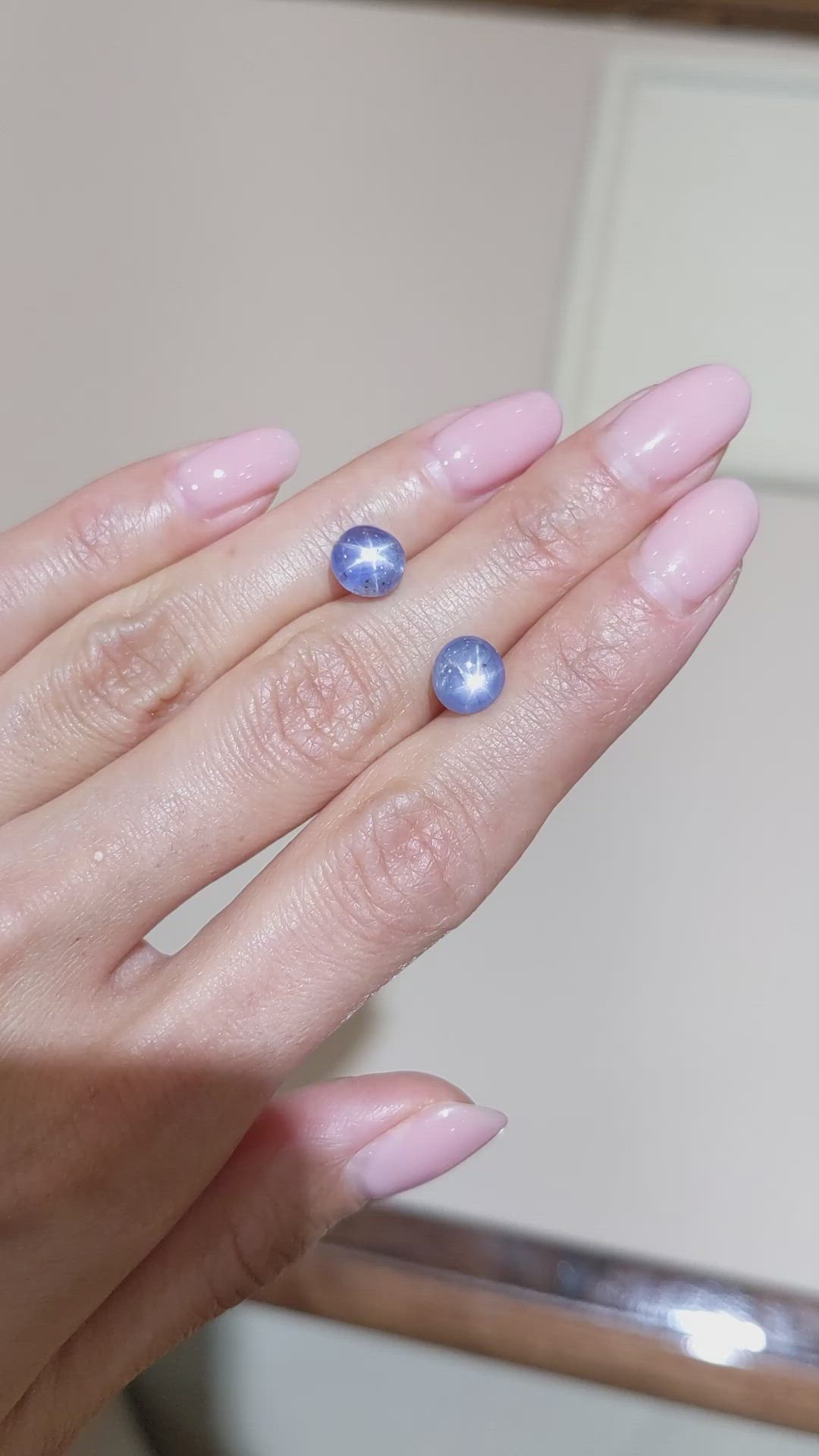 6.00 Ct.Tw.Total Carat Weight Blue Star Sapphire Pair from Burma (Myanmar) Size Video