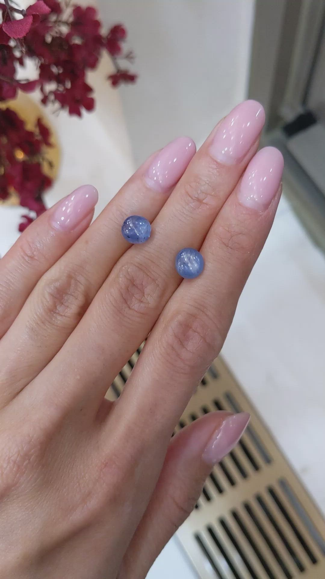 6.00 Ct.Tw.Total Carat Weight Blue Star Sapphire Pair from Burma (Myanmar) Size Video