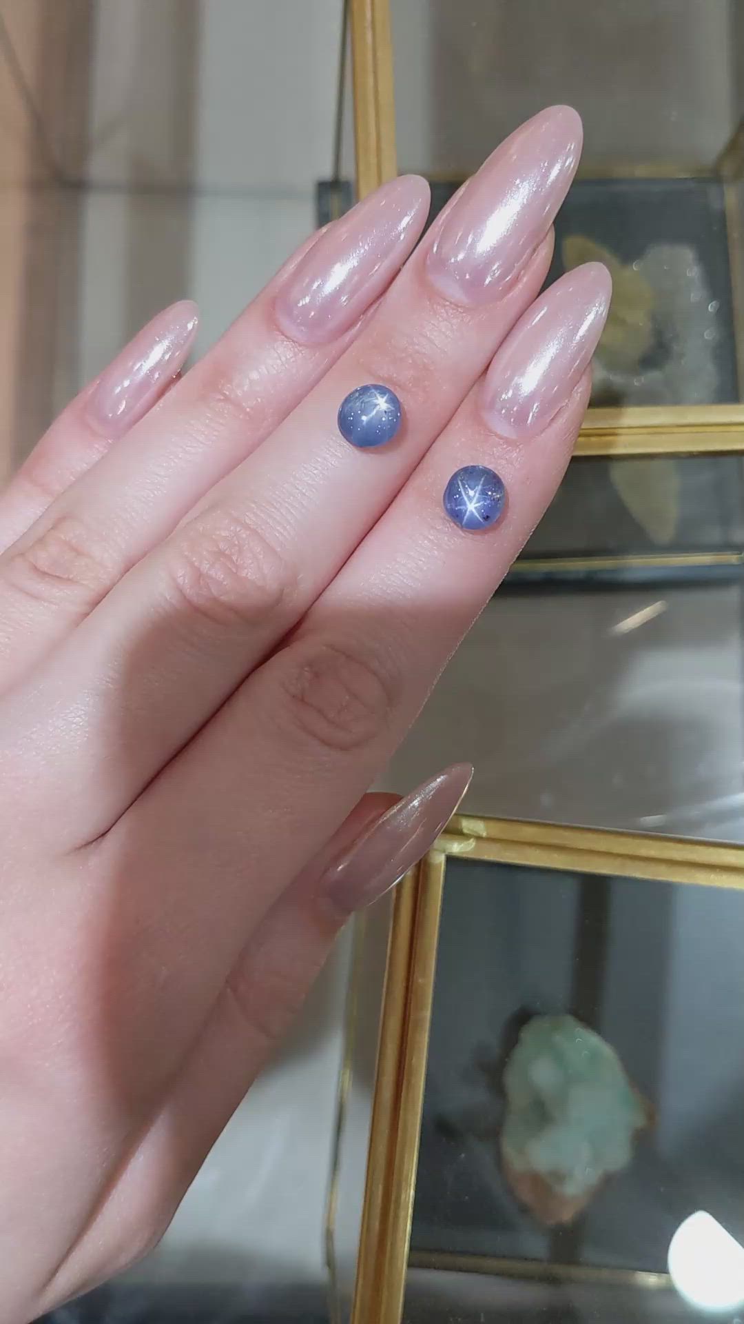 6.00 Ct.Tw.Total Carat Weight Blue Star Sapphire Pair from Burma (Myanmar) Size Video