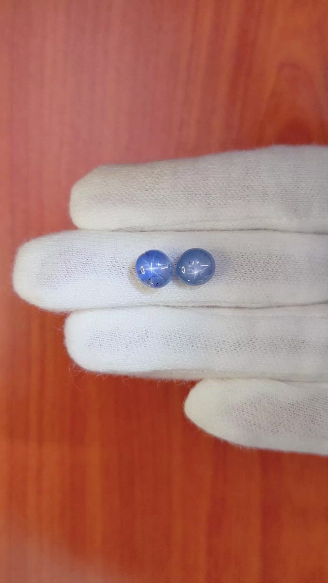 6.00 Ct.Tw.Total Carat Weight Blue Star Sapphire Pair from Burma (Myanmar) Size Video