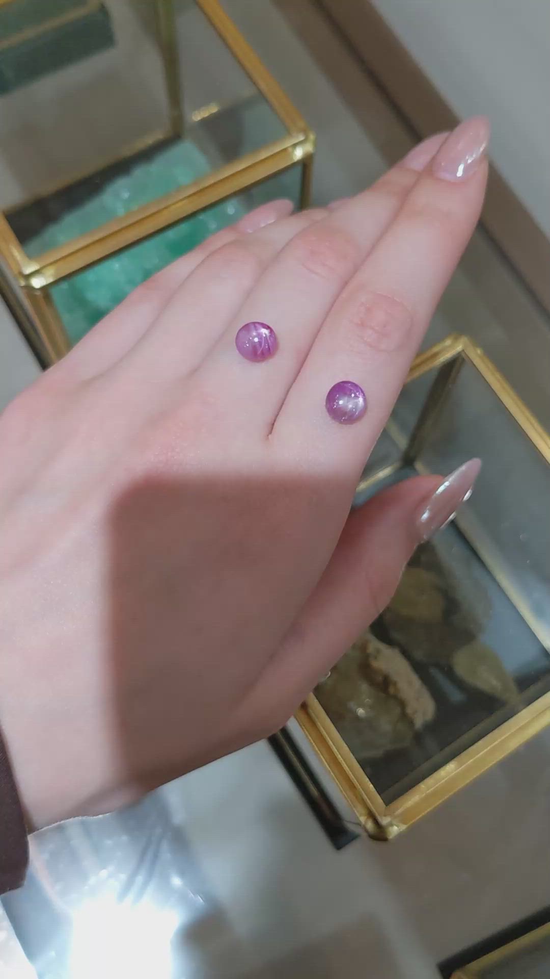 6.97 Ct.Tw.Total Carat Weight Pink Star Sapphire Pair from Burma (Myanmar) Size Video