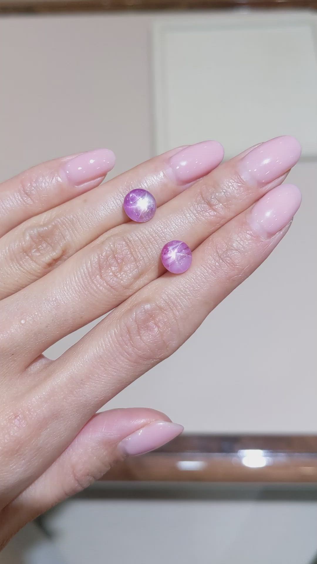 6.97 Ct.Tw.Total Carat Weight Pink Star Sapphire Pair from Burma (Myanmar) Size Video