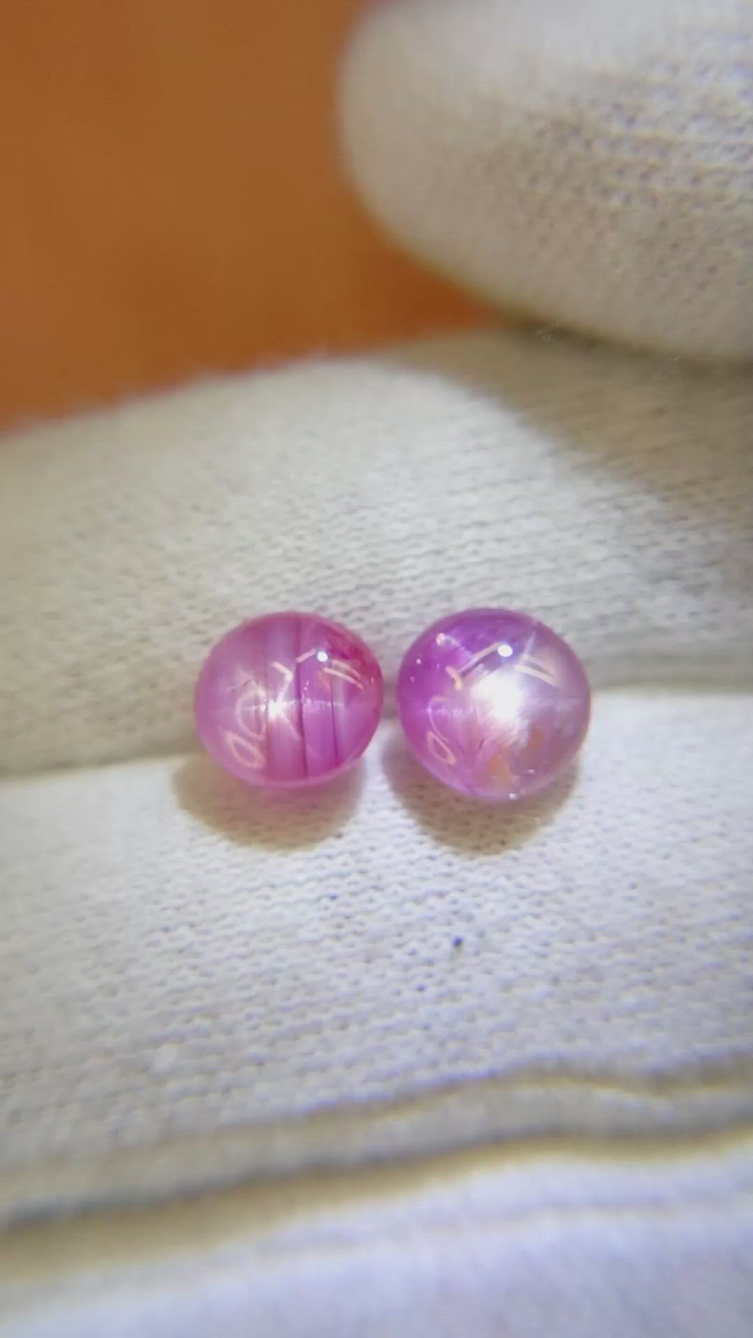 6.97&nbsp;Ct.Tw.Total Carat Weight Pink Star Sapphire Pair from Burma (Myanmar) Size Video