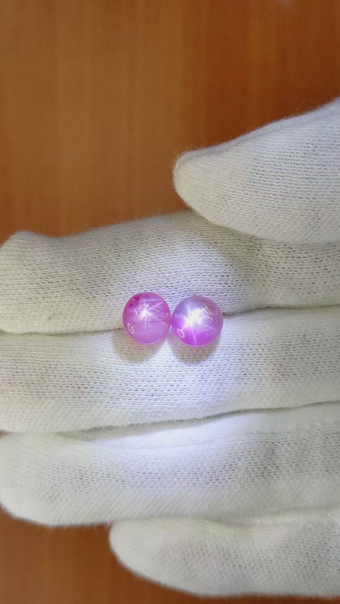 6.97&nbsp;Ct.Tw.Total Carat Weight Pink Star Sapphire Pair from Burma (Myanmar) Size Video