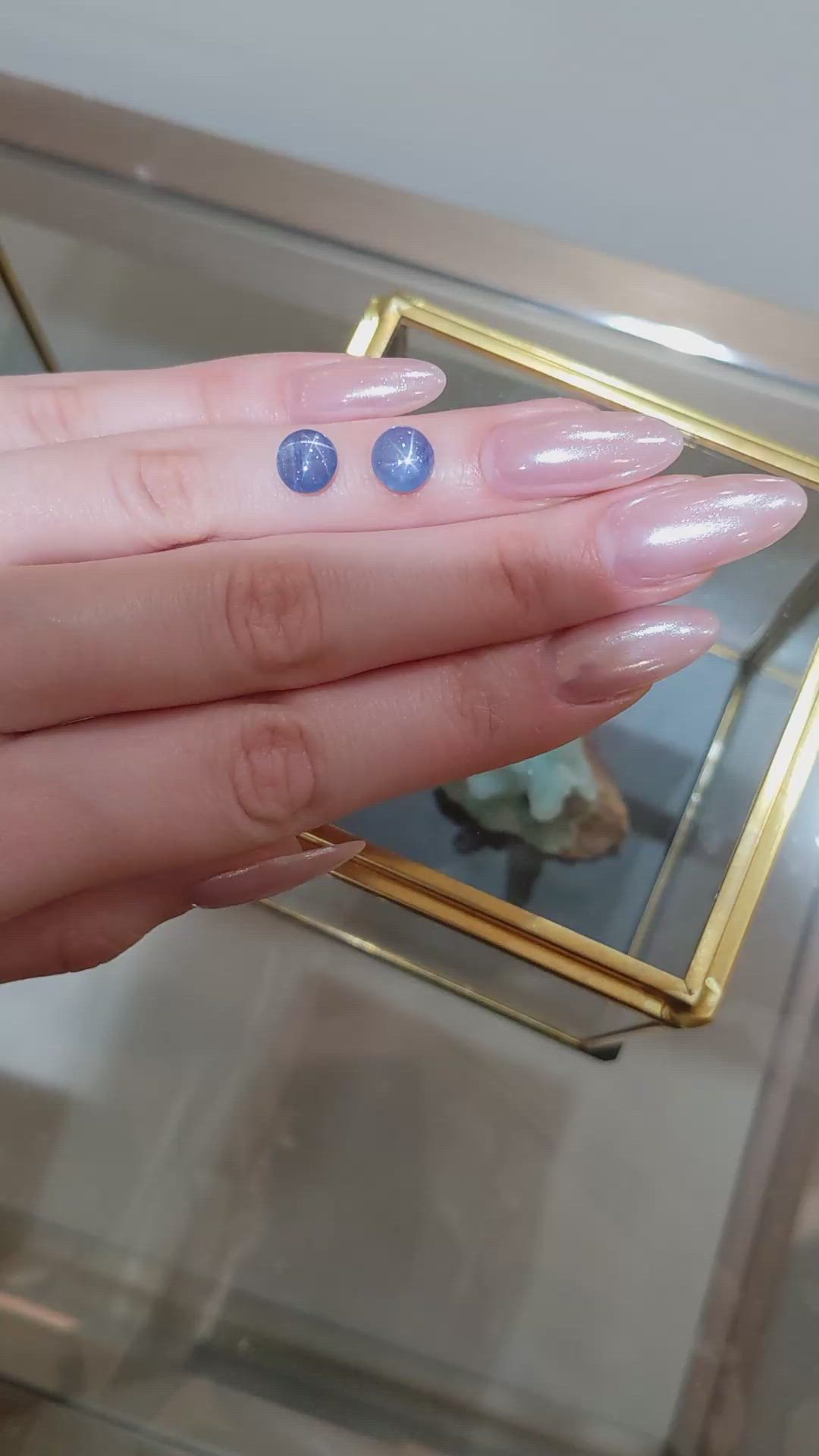 5.27 Ct.Tw.Total Carat Weight Blue Star Sapphire Pair from Burma (Myanmar) Size Video