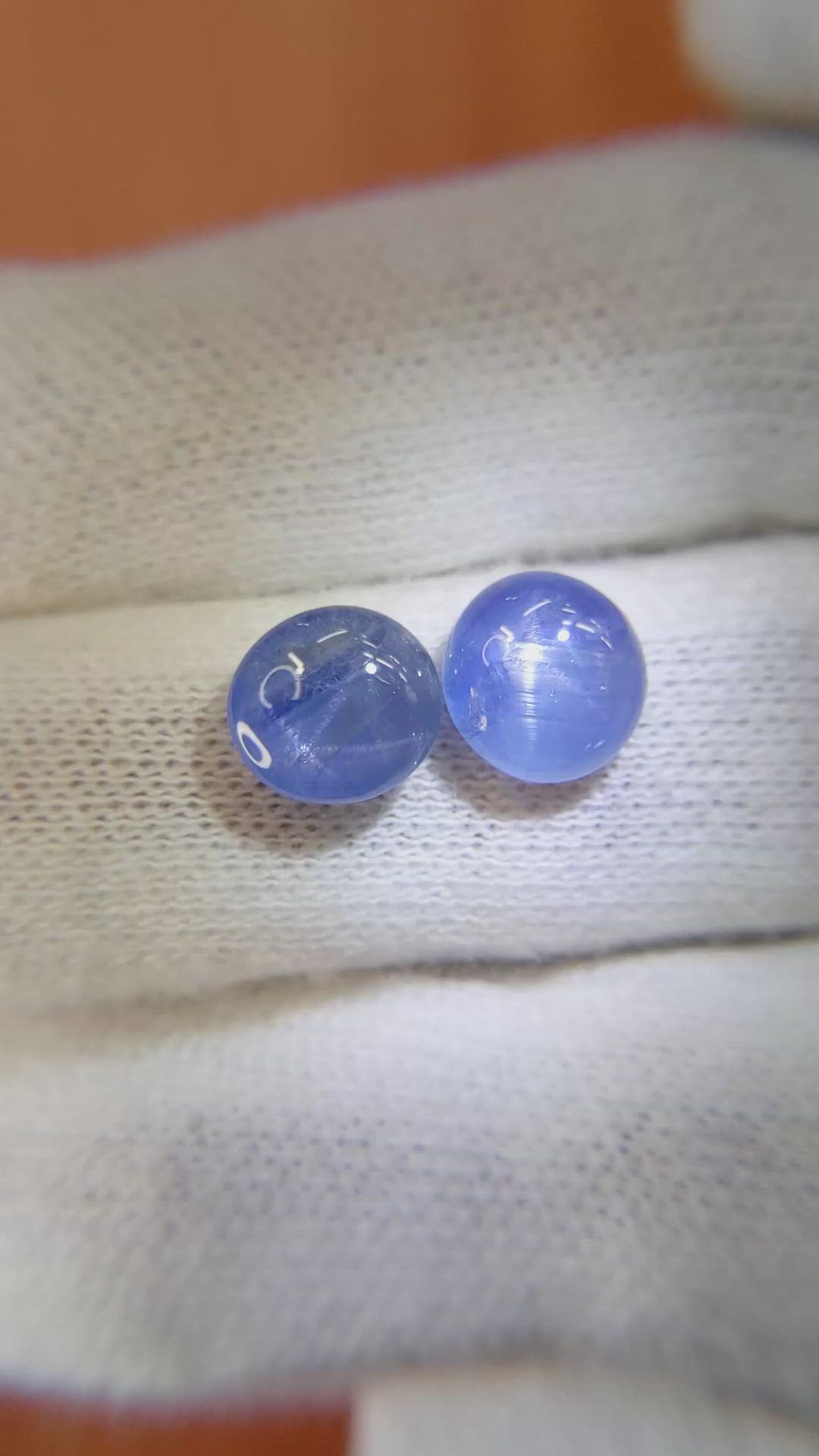 5.27&nbsp;Ct.Tw.Total Carat Weight Blue Star Sapphire Pair from Burma (Myanmar) Size Video