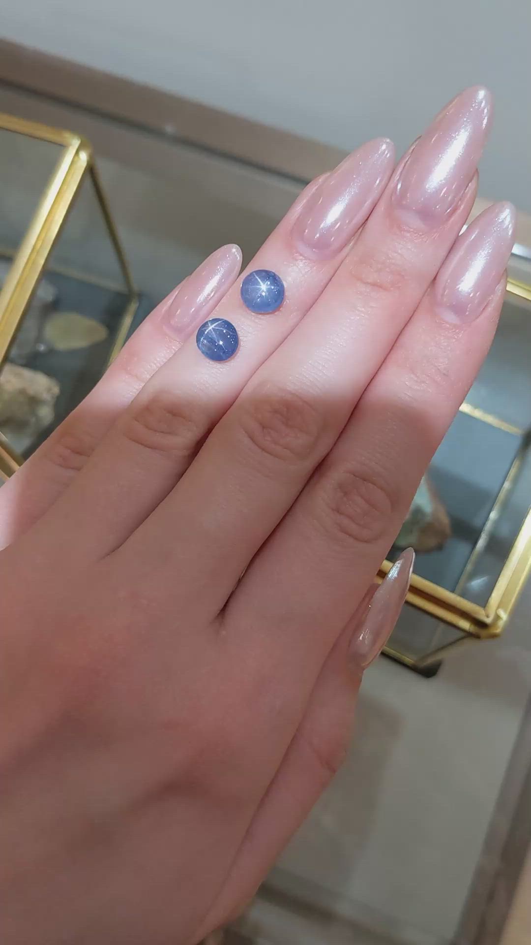 5.27 Ct.Tw.Total Carat Weight Blue Star Sapphire Pair from Burma (Myanmar) Size Video
