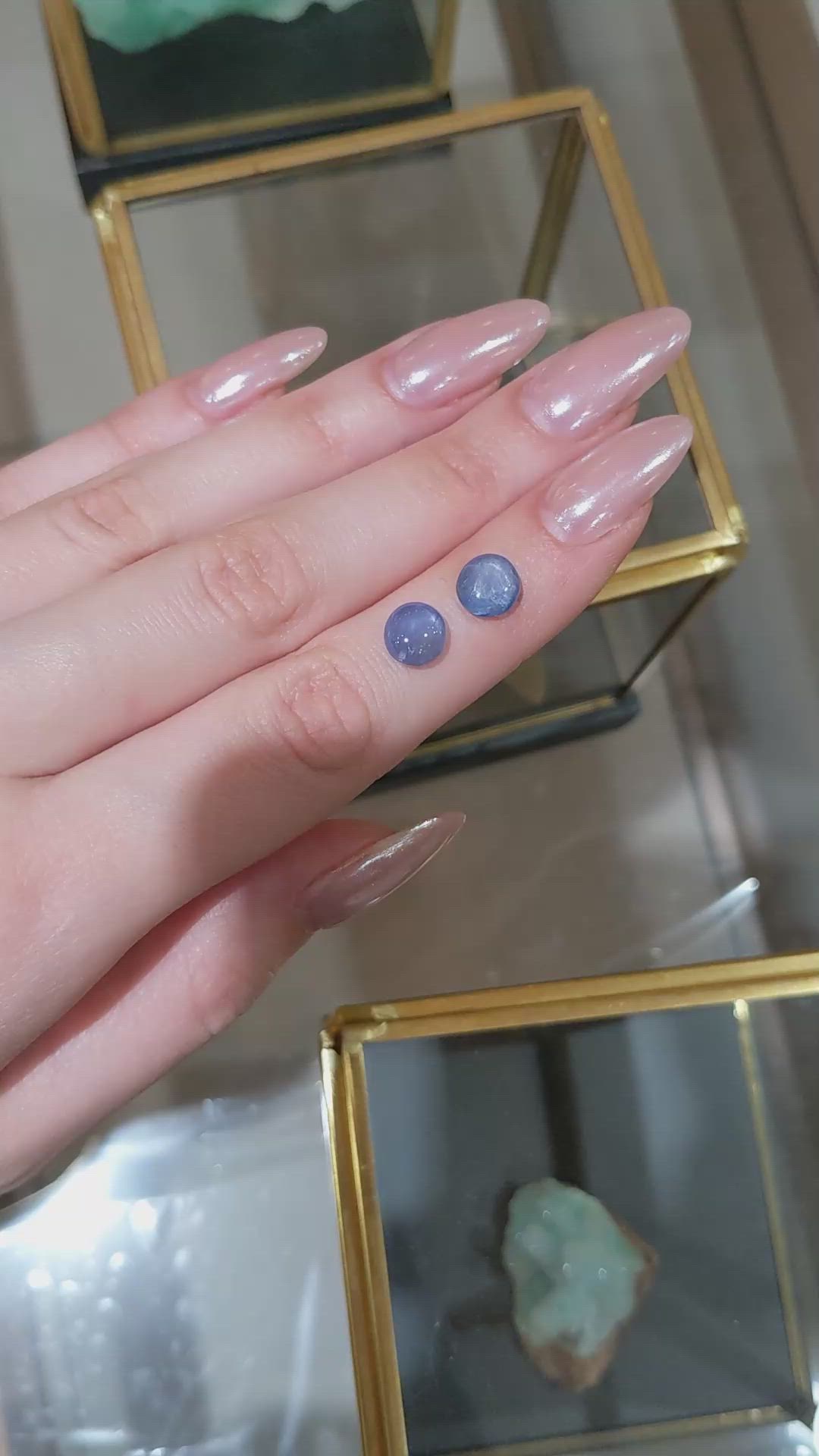 5.98 Ct.Tw.Total Carat Weight Blue Star Sapphire Pair from Burma (Myanmar) Size Video