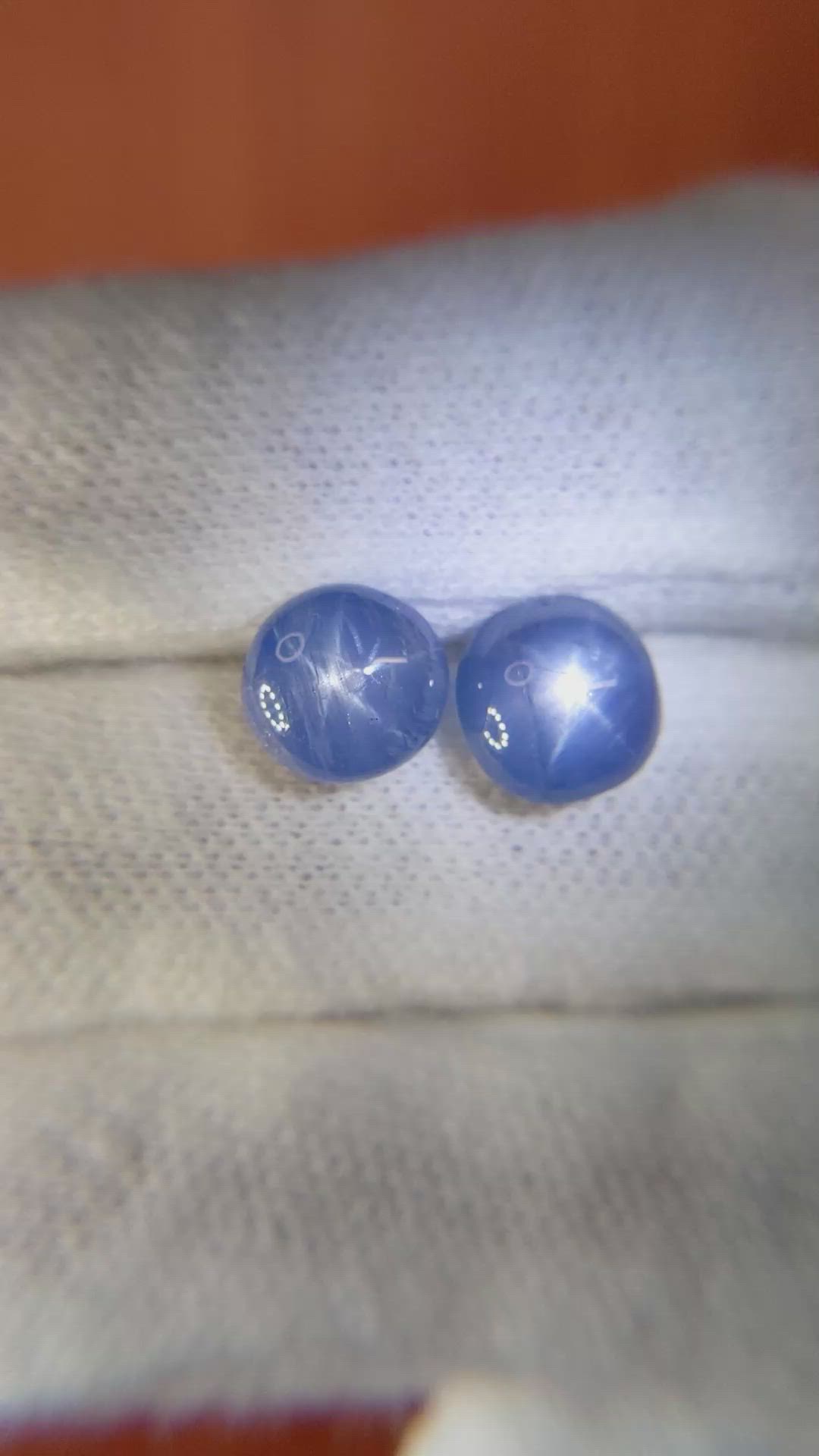 6.97&nbsp;Ct.Tw.Total Carat Weight Blue Star Sapphire Pair from Burma (Myanmar) Size Video