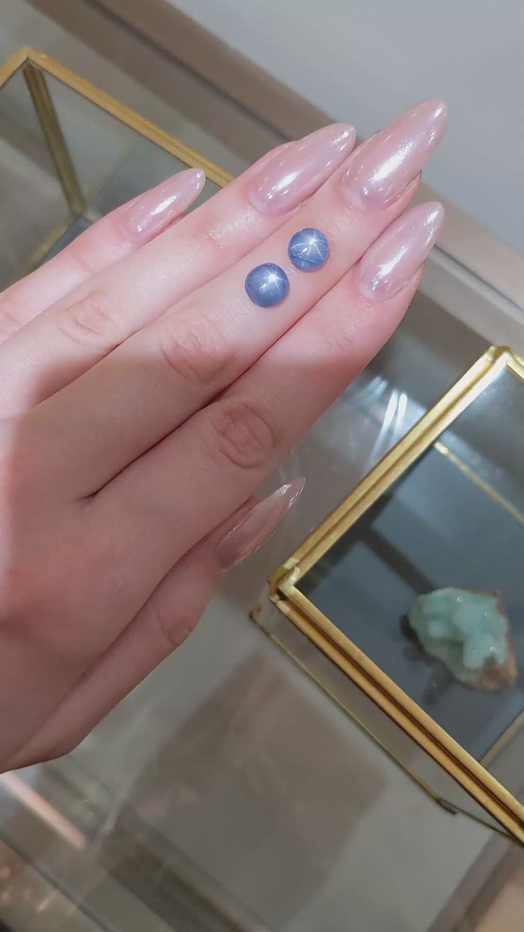 6.97 Ct.Tw.Total Carat Weight Blue Star Sapphire Pair from Burma (Myanmar) Size Video