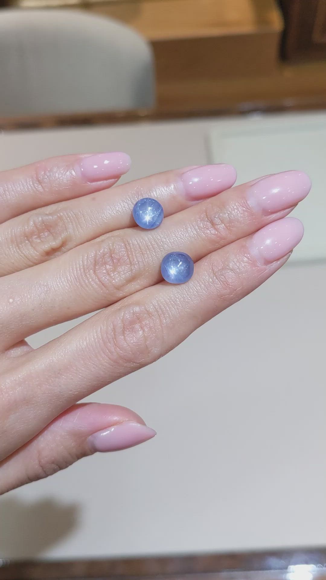 6.97 Ct.Tw.Total Carat Weight Blue Star Sapphire Pair from Burma (Myanmar) Size Video