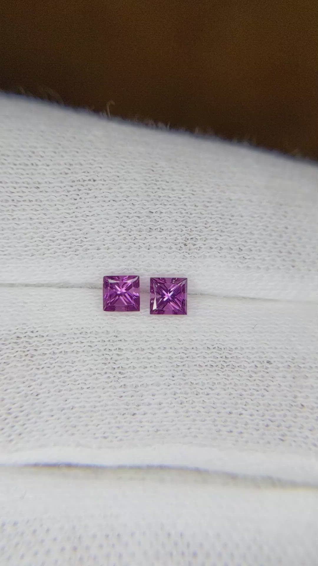 0.48 Ct.Tw.Total Carat Weight Purple Sapphire Pair from Ceylon (Sri Lanka) Size Video