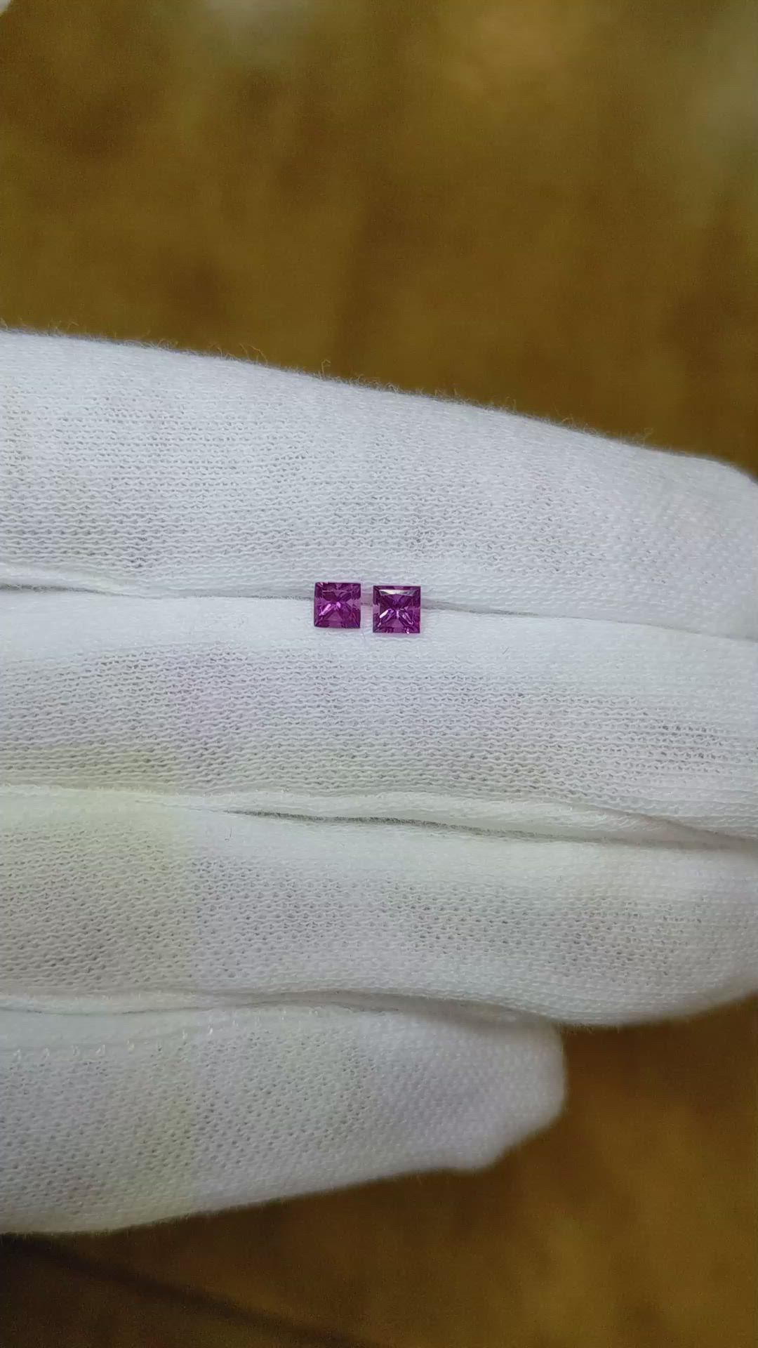 0.48 Ct.Tw.Total Carat Weight Purple Sapphire Pair from Ceylon (Sri Lanka) Size Video