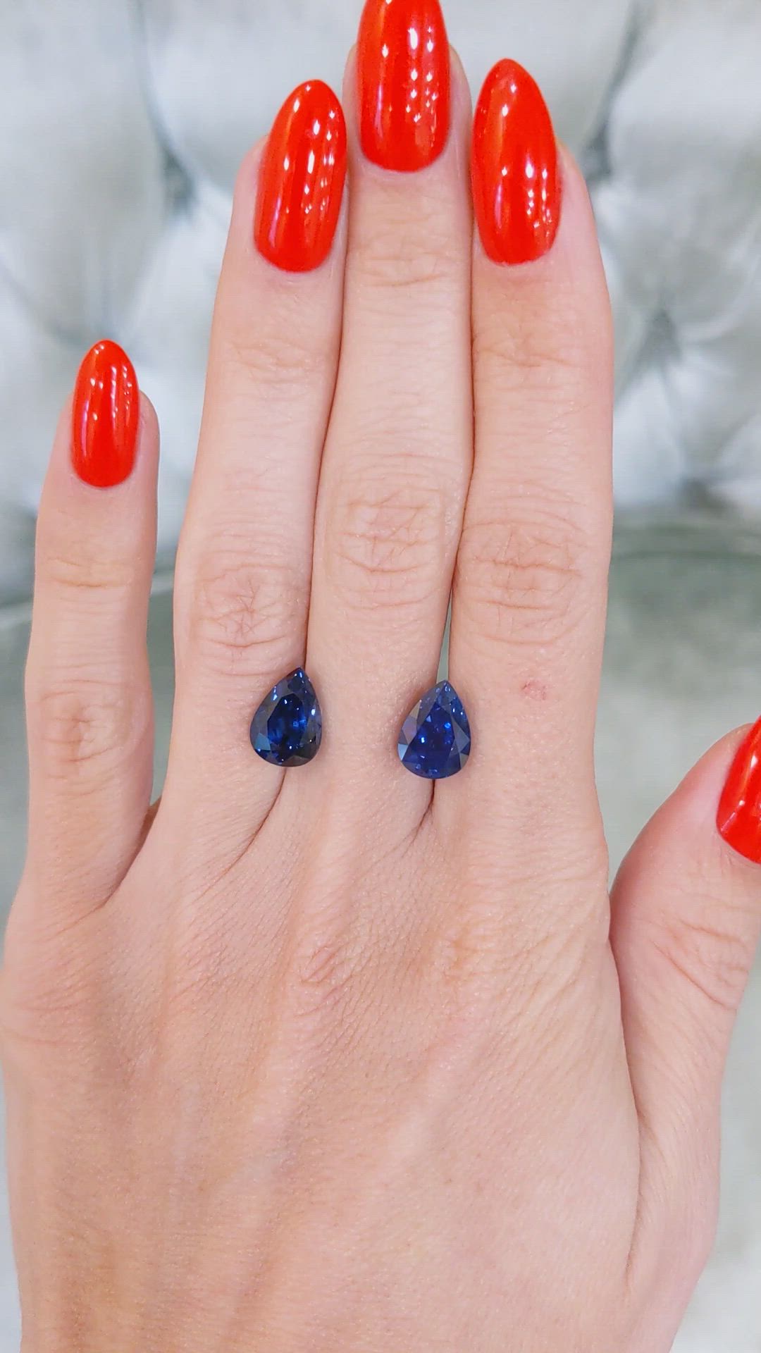 7.97&nbsp;Ct.Tw.Total Carat Weight Blue Sapphire Pair from Ceylon (Sri Lanka) Size Video