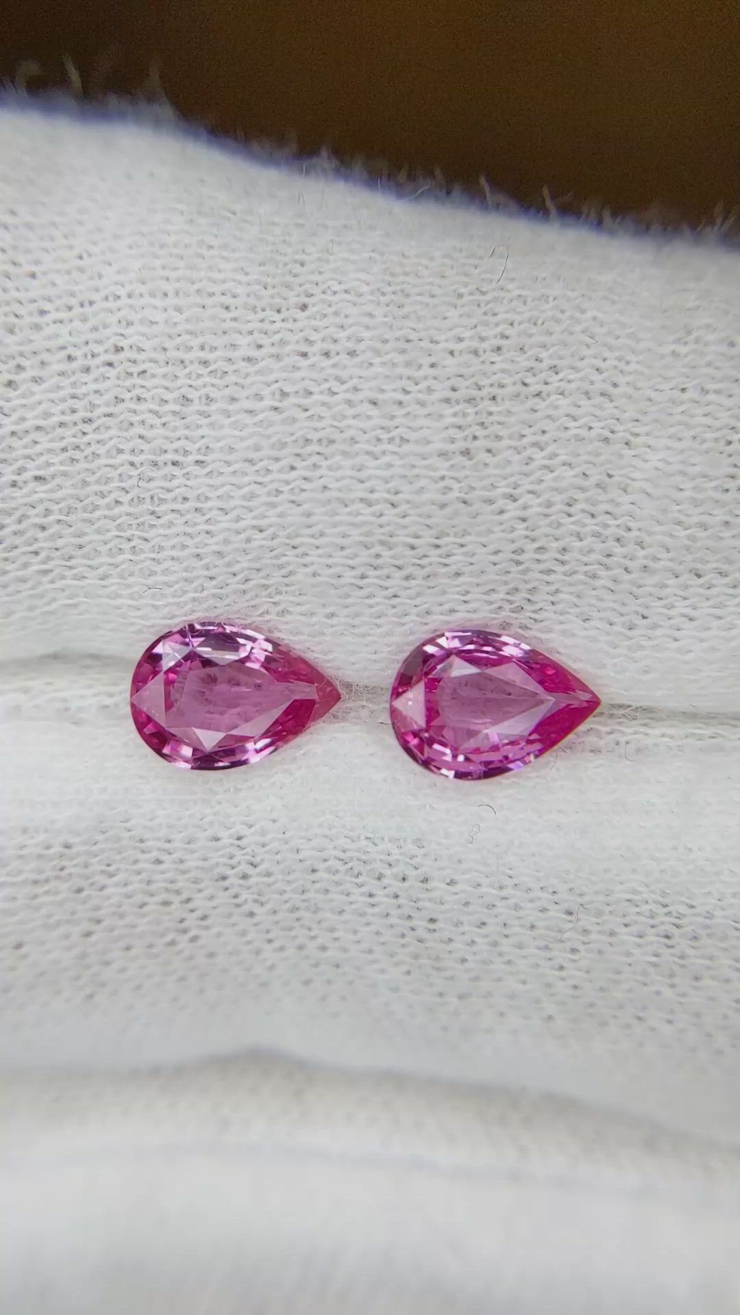 2.10 Ct.Tw.Total Carat Weight Pink Sapphire Pair from Ceylon (Sri Lanka) Size Video