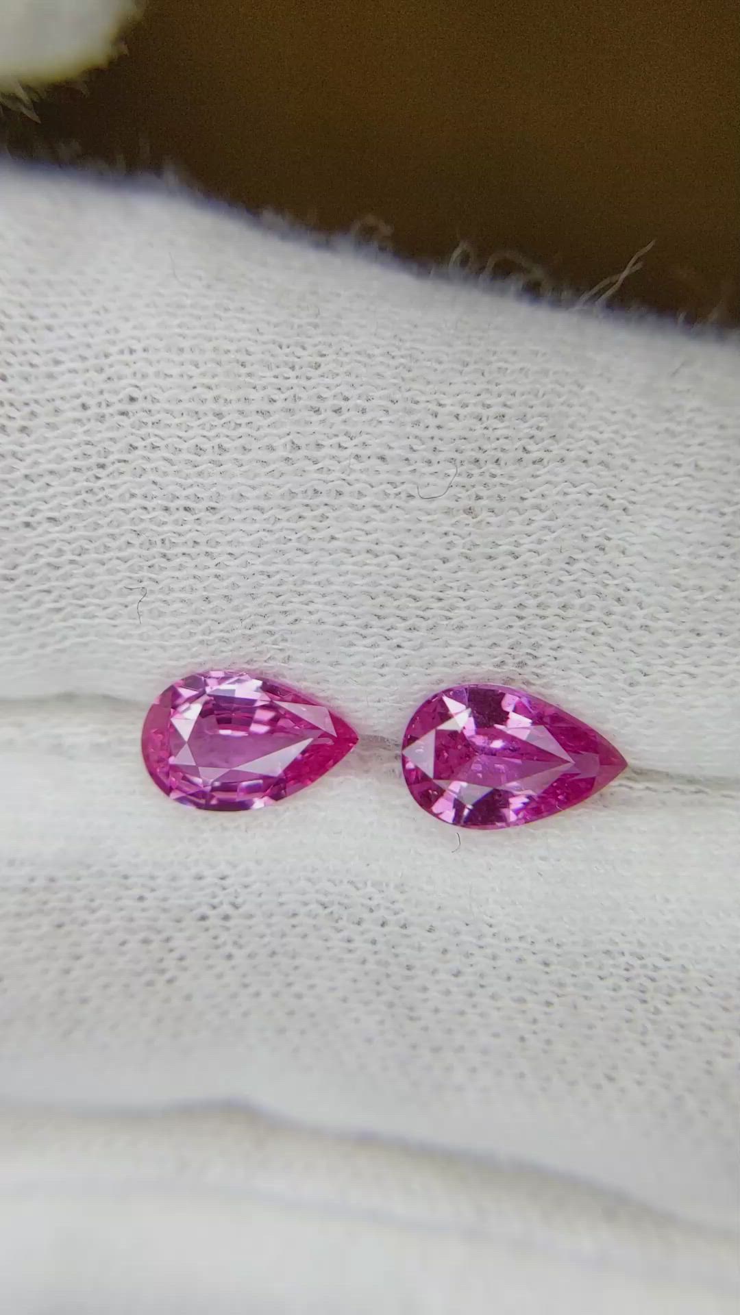 2.36 Ct.Tw.Total Carat Weight Pink Sapphire Pair from Ceylon (Sri Lanka) Size Video