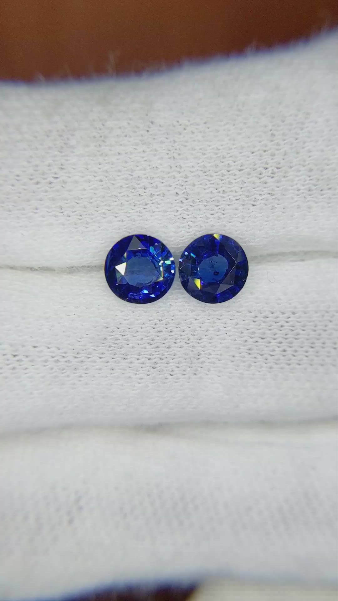 1.73 Ct.Tw.Total Carat Weight Blue Sapphire Pair from Ceylon (Sri Lanka) Size Video