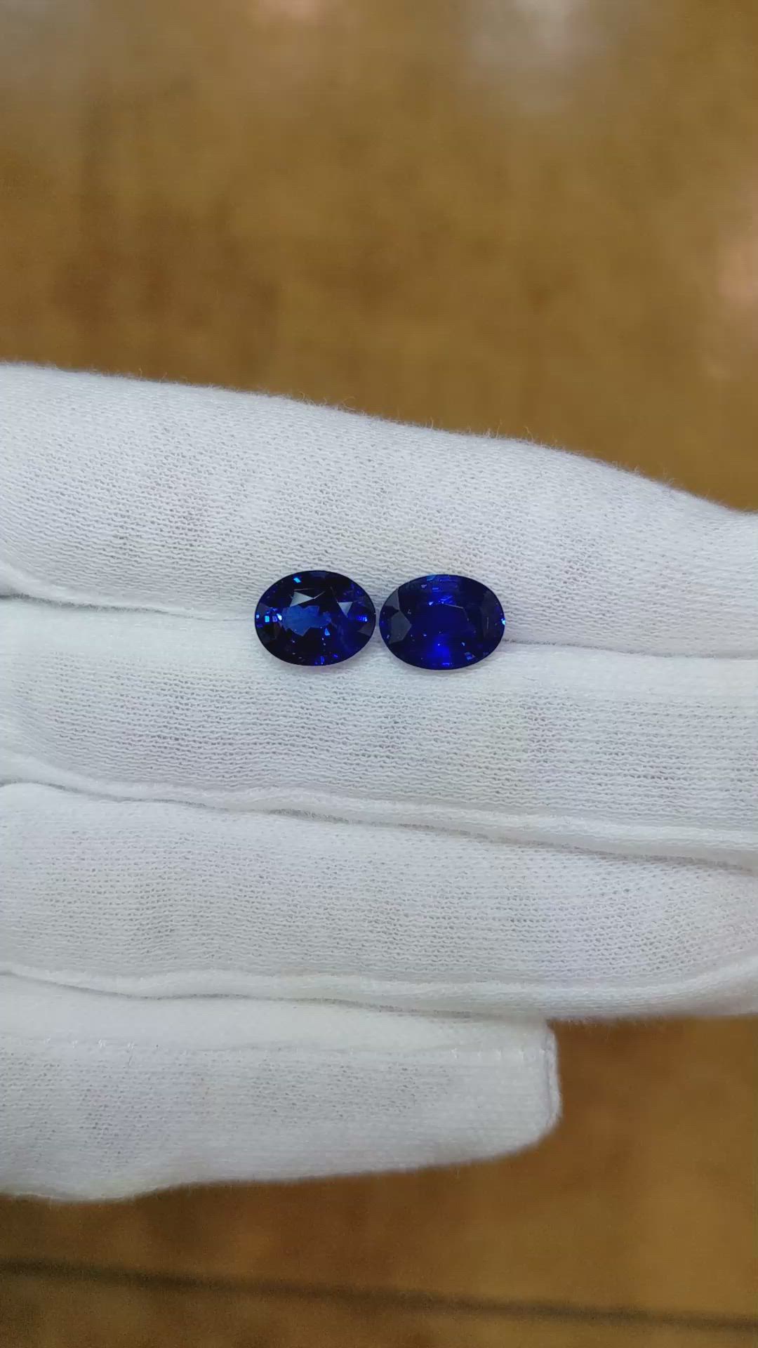 6.07 Ct.Tw.Total Carat Weight Blue Sapphire Pair from Ceylon (Sri Lanka) Size Video