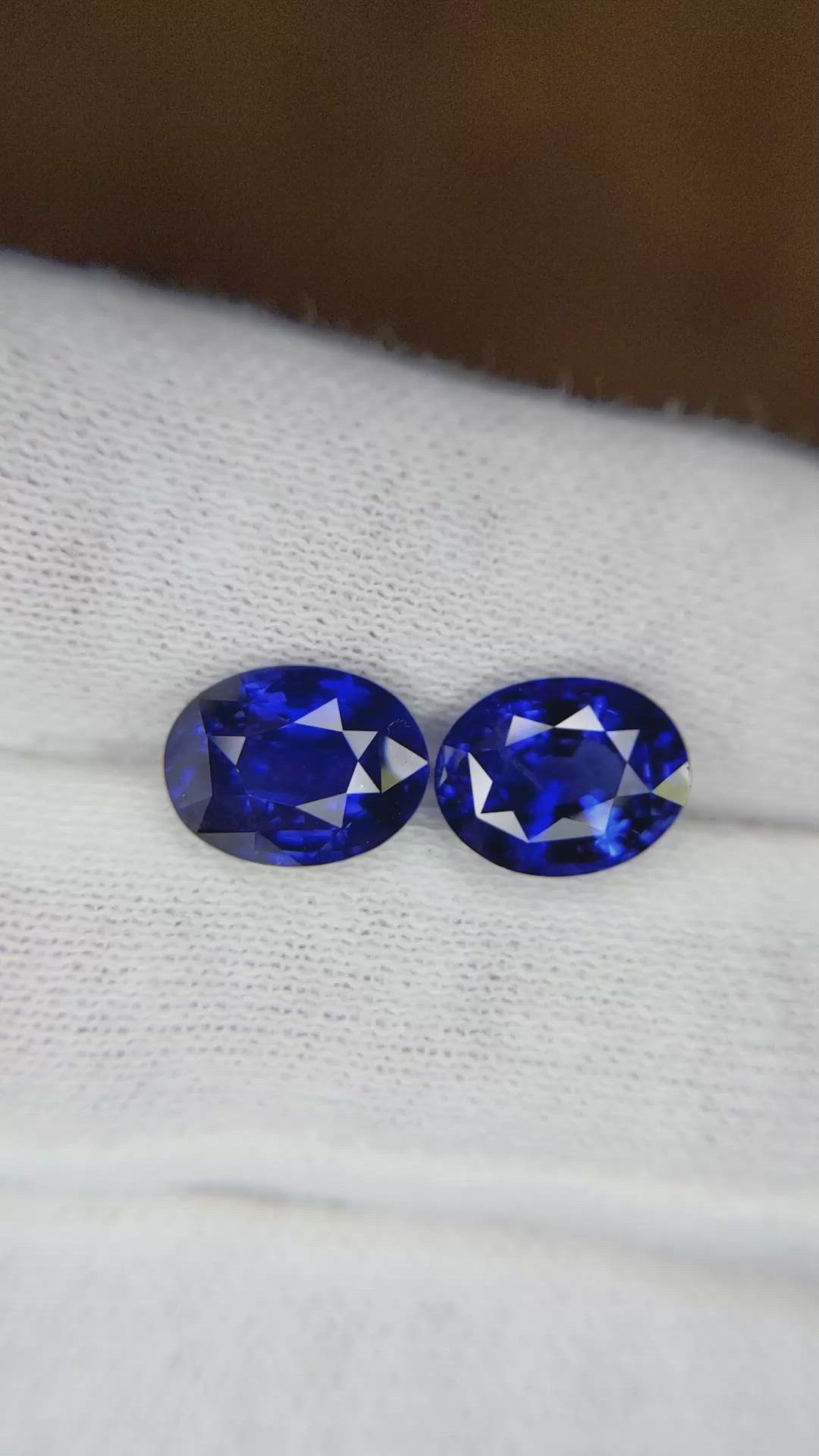 6.07 Ct.Tw.Total Carat Weight Blue Sapphire Pair from Ceylon (Sri Lanka) Size Video