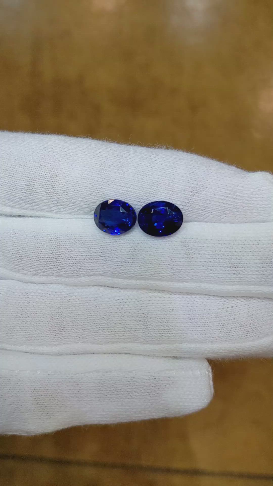 5.84 Ct.Tw.Total Carat Weight Blue Sapphire Pair from Ceylon (Sri Lanka) Size Video