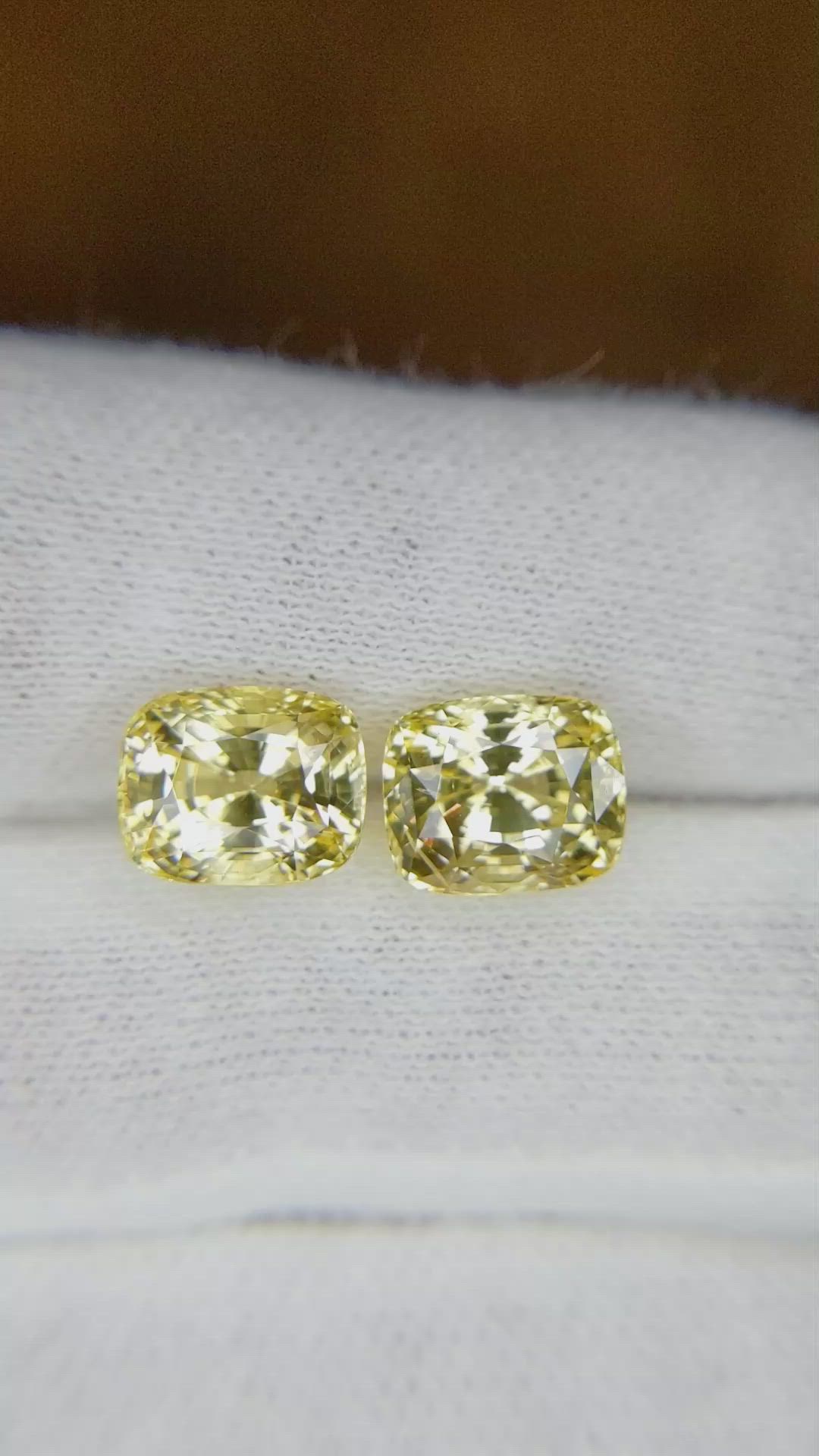 8.07 Ct.Tw.Total Carat Weight Yellow Sapphire Pair from Ceylon (Sri Lanka) Size Video