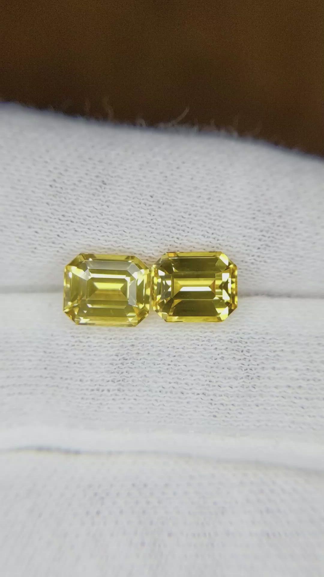 5.21 Ct.Tw.Total Carat Weight Yellow Sapphire Pair from Ceylon (Sri Lanka) Size Video