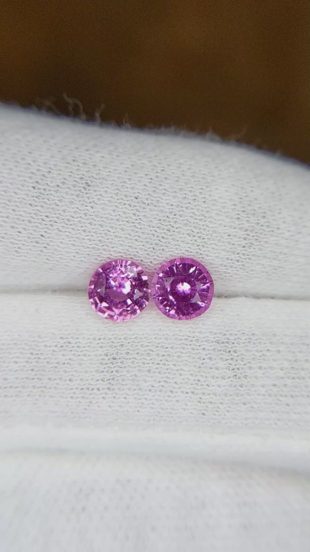 1.82 Ct.Tw.Total Carat Weight Pink Sapphire Pair from Ceylon (Sri Lanka) Size Video