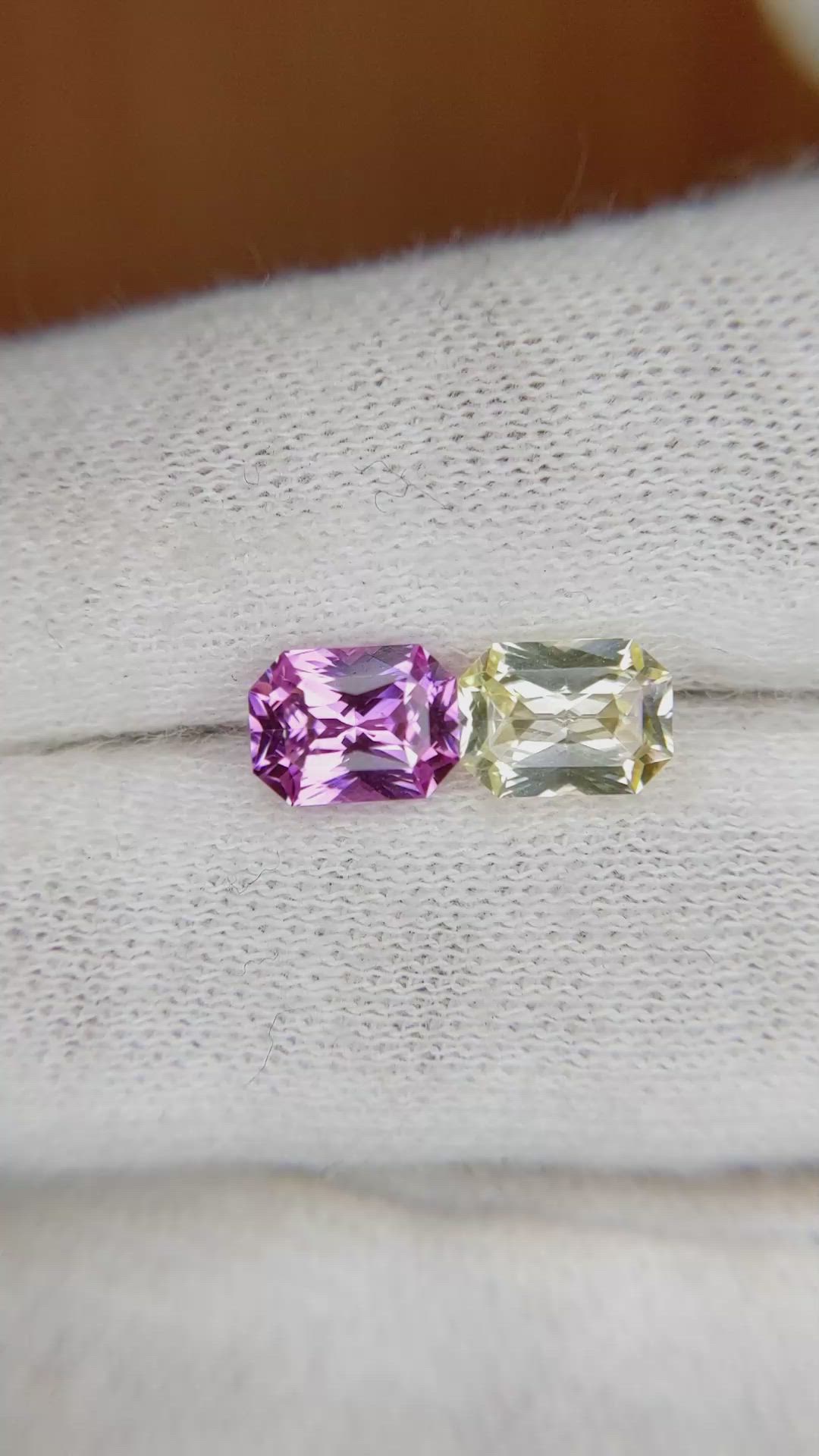 2.45&nbsp;Ct.Tw.Total Carat Weight Yellow Sapphire Pair from Ceylon (Sri Lanka) Size Video