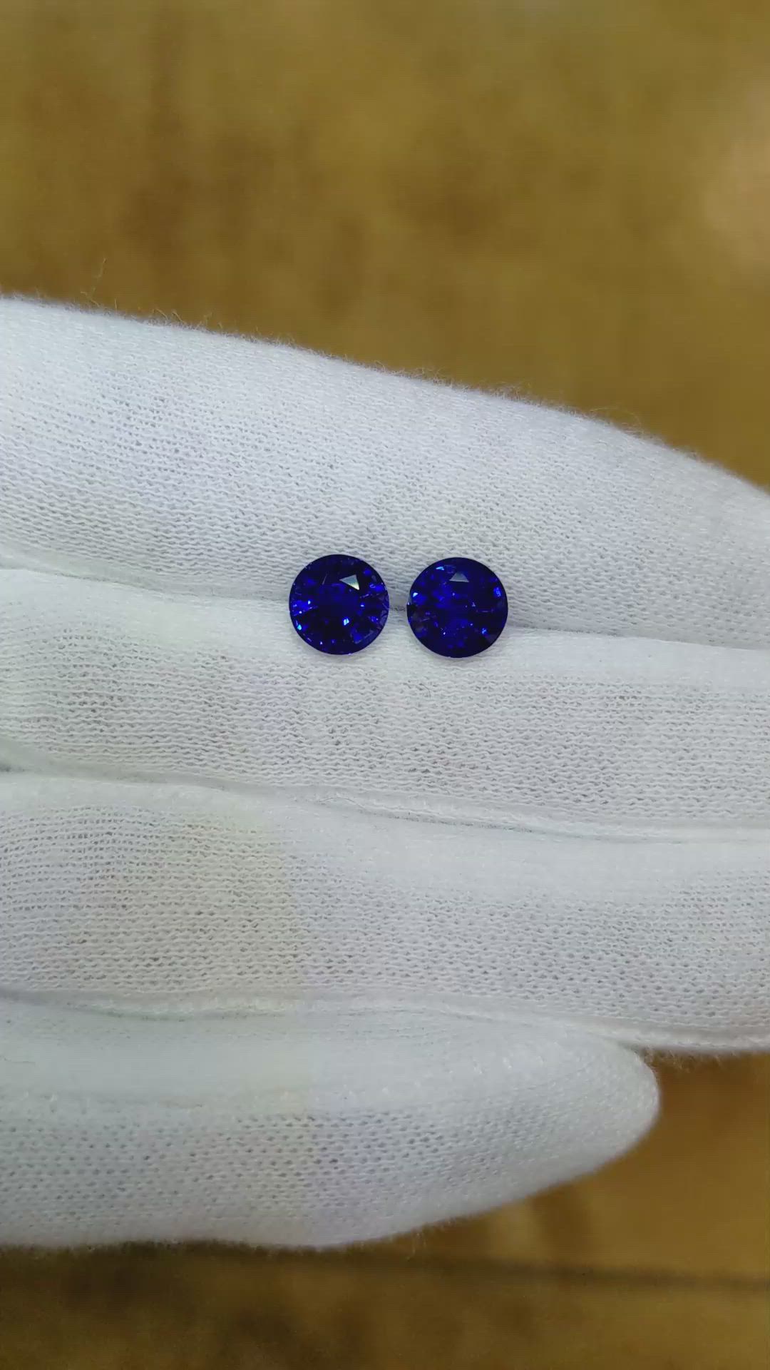 3.35 Ct.Tw.Total Carat Weight Blue Sapphire Pair from Madagascar Size Video