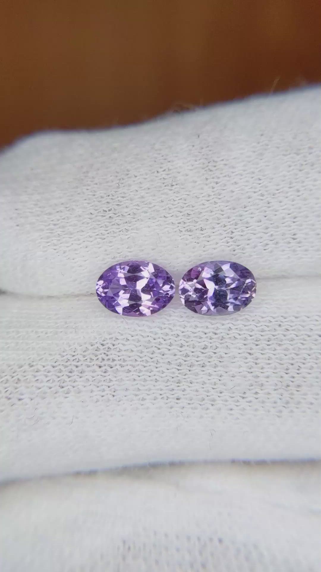 1.64 Ct.Tw.Total Carat Weight Purple Sapphire Pair from Ceylon (Sri Lanka) Size Video