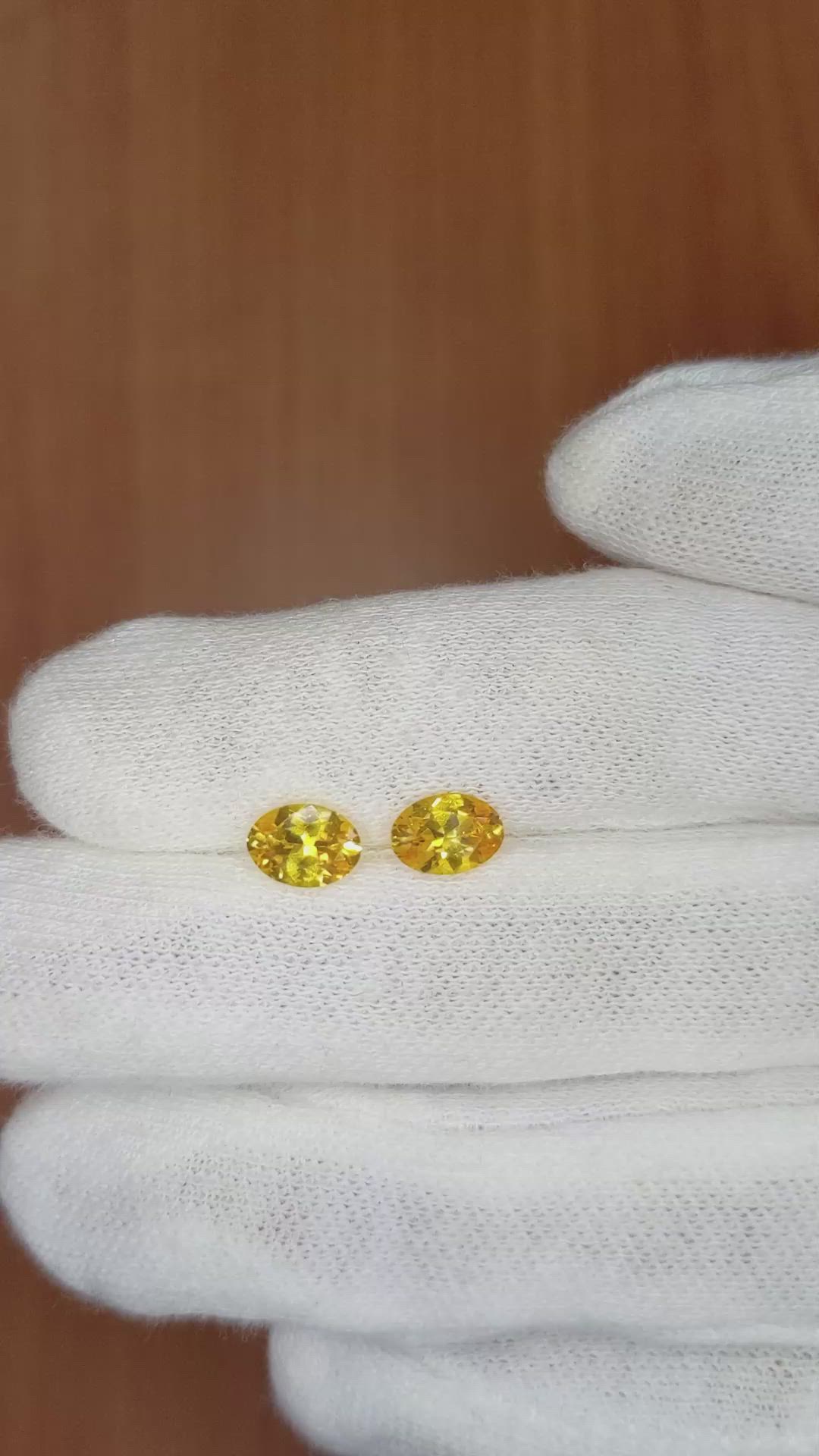 1.71 Ct.Tw.Total Carat Weight Yellow Sapphire Pair from Ceylon (Sri Lanka) Size Video