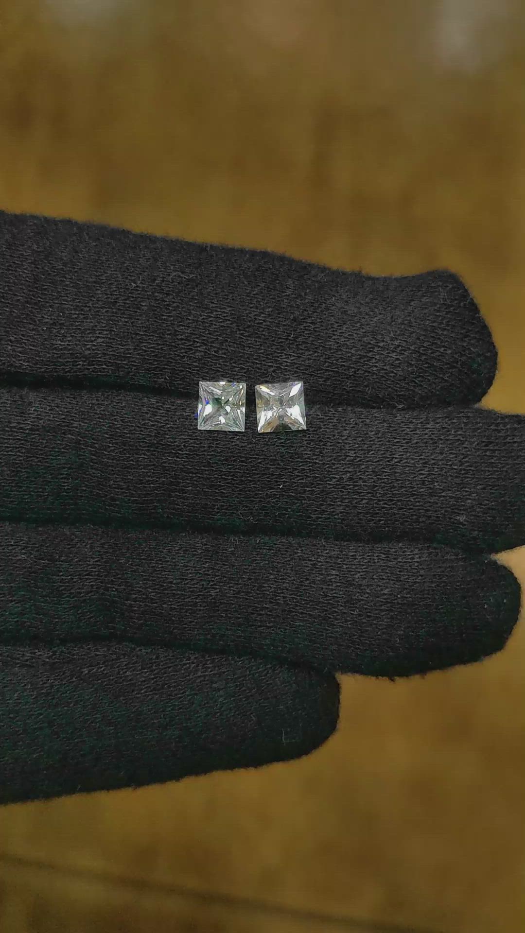 1.36 Ct.Tw.Total Carat Weight White Sapphire Pair from Ceylon (Sri Lanka) Size Video