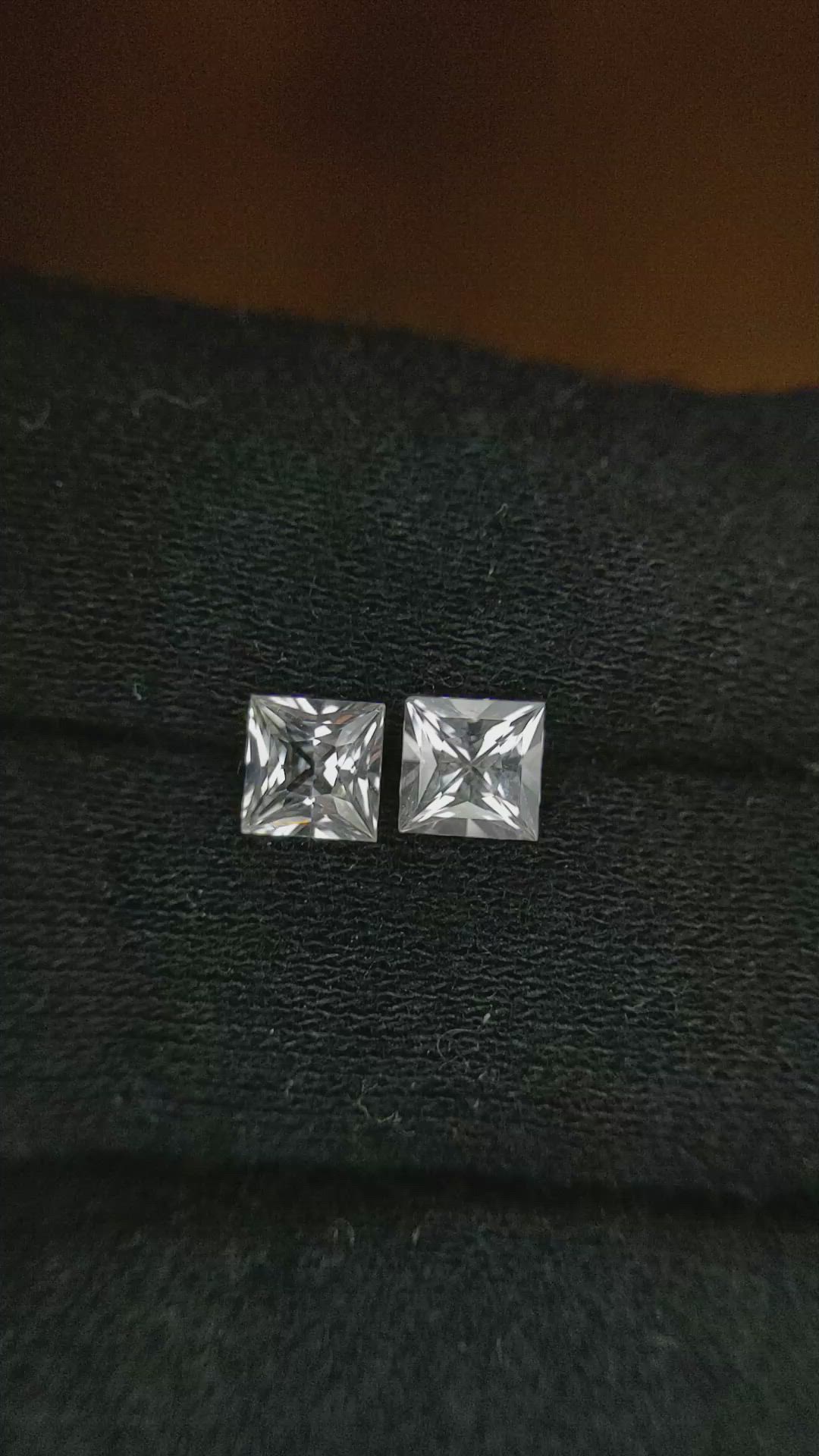 1.36 Ct.Tw.Total Carat Weight White Sapphire Pair from Ceylon (Sri Lanka) Size Video