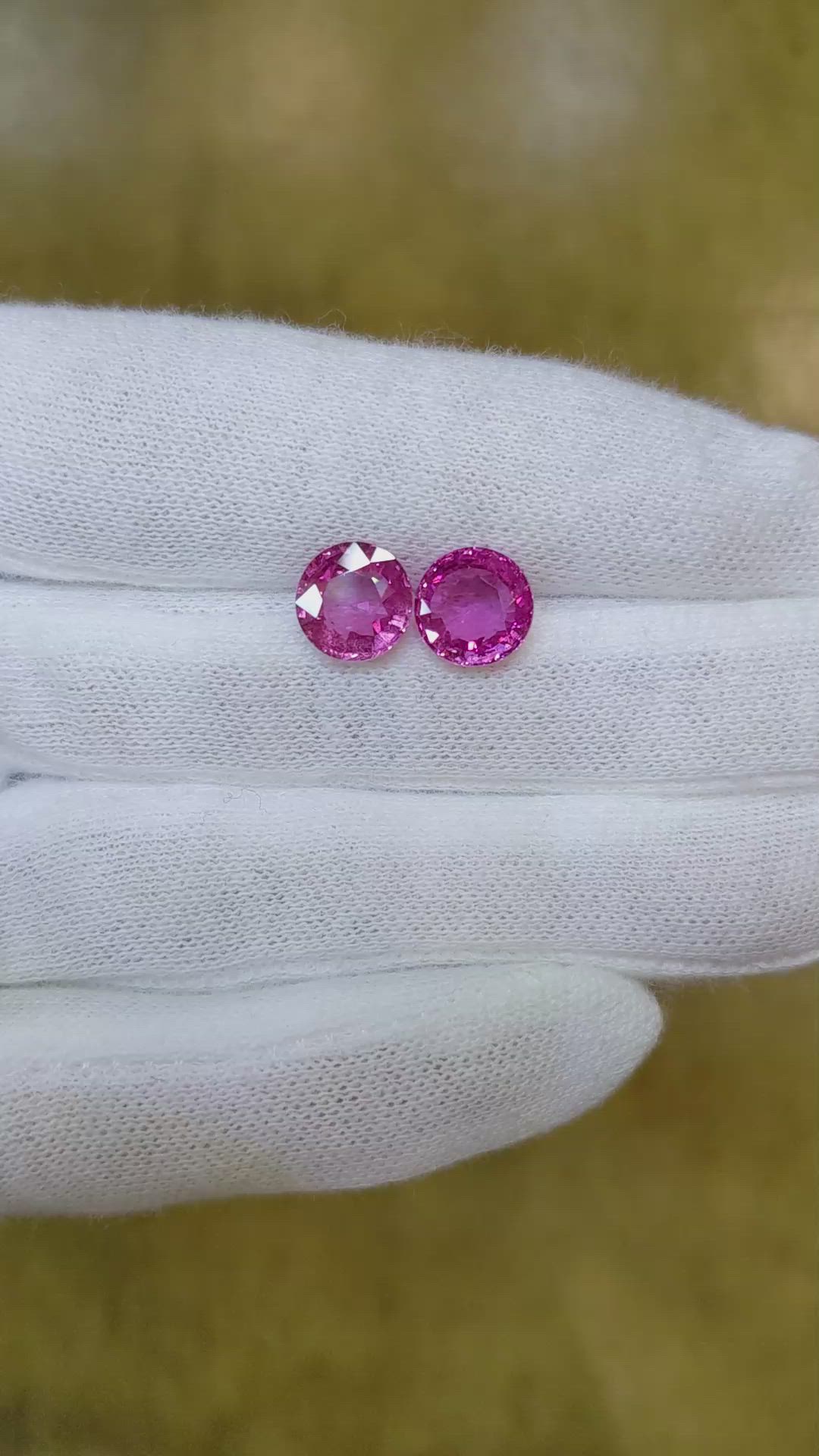 4.99&nbsp;Ct.Tw.Total Carat Weight Pink Sapphire Pair from Madagascar Size Video