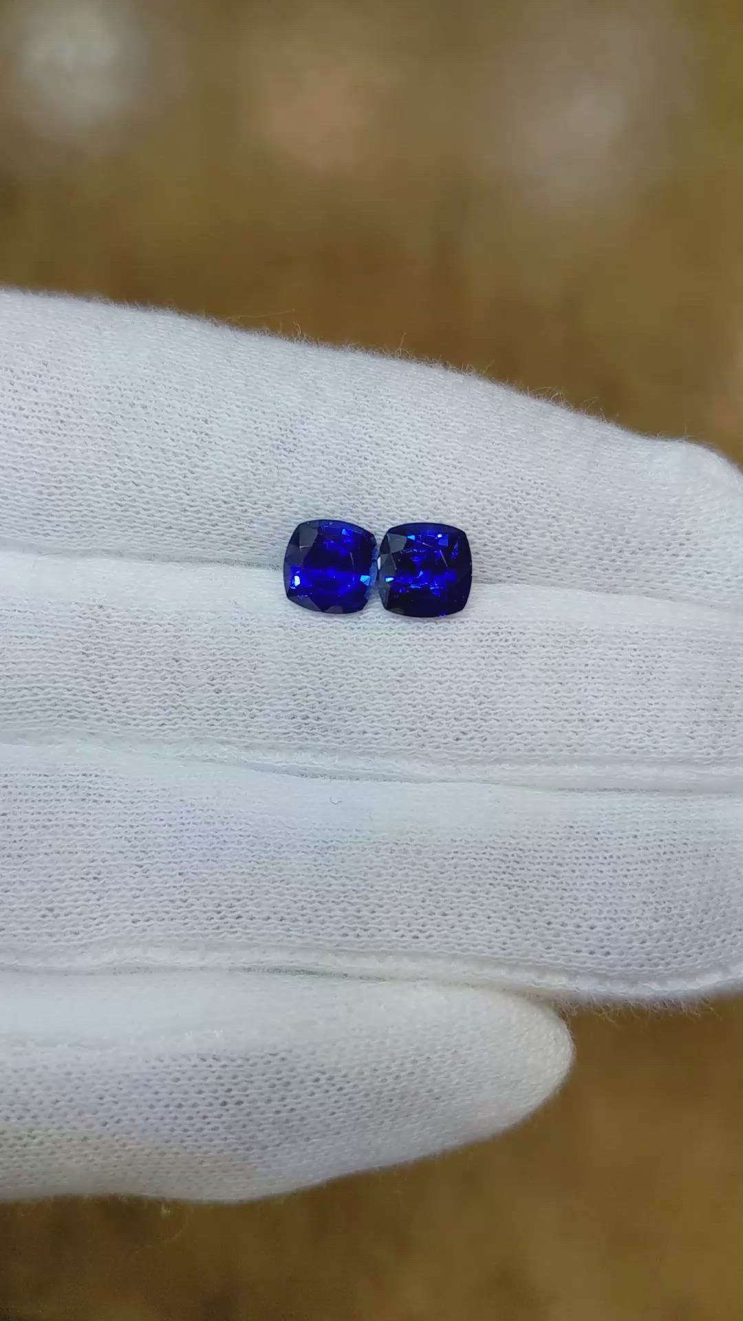 2.99 Ct.Tw.Total Carat Weight Blue Sapphire Pair from Ceylon (Sri Lanka) Size Video