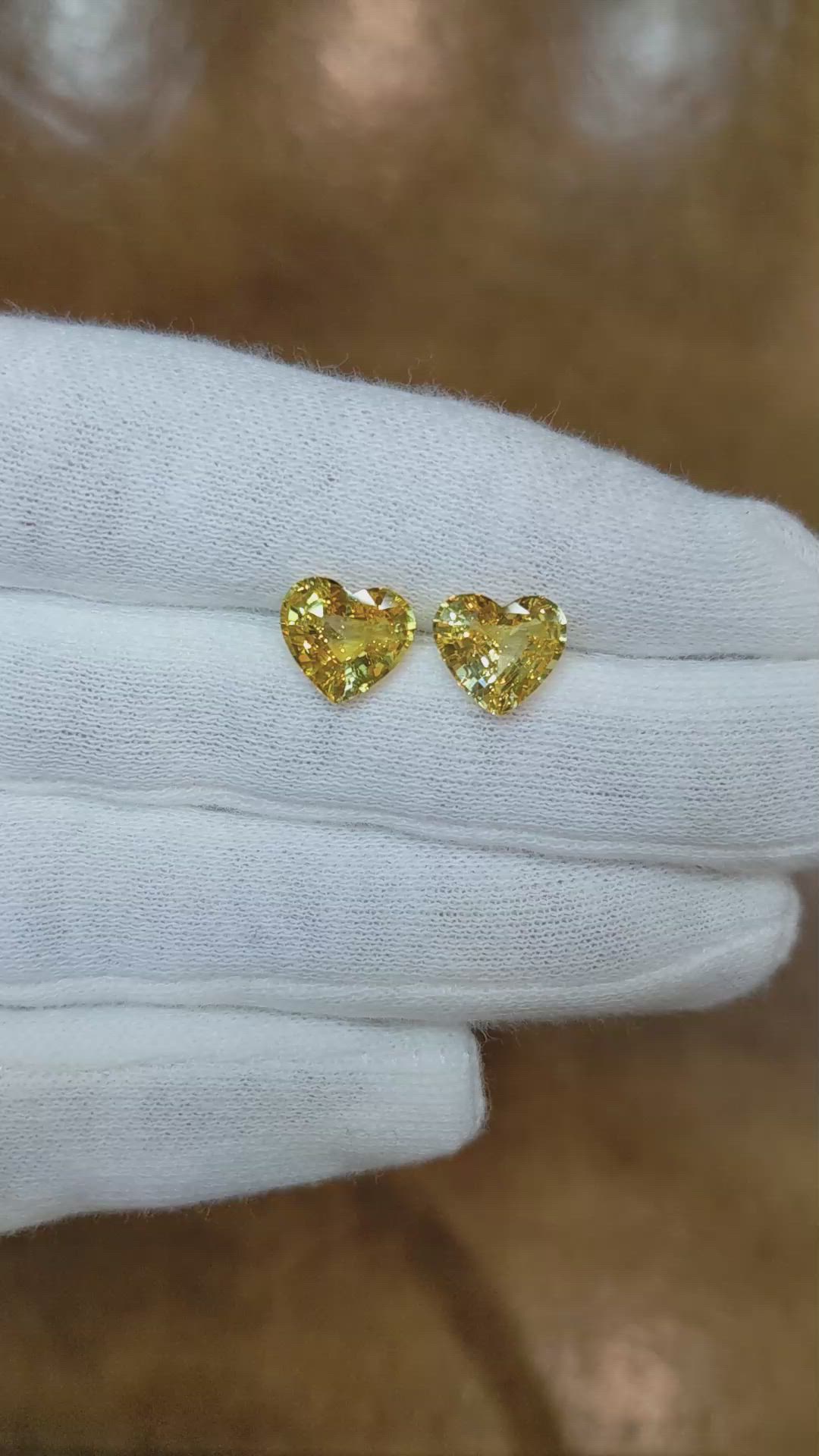 4.71 Ct.Tw.Total Carat Weight Yellow Sapphire Pair from Ceylon (Sri Lanka) Size Video