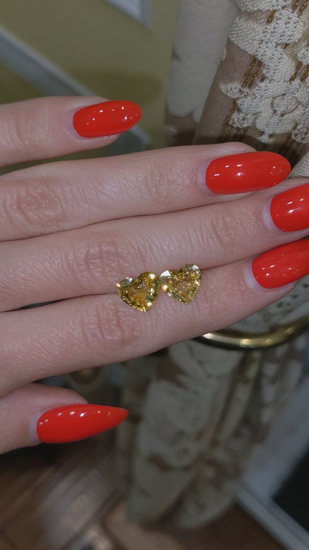 4.71 Ct.Tw.Total Carat Weight Yellow Sapphire Pair from Ceylon (Sri Lanka) Size Video