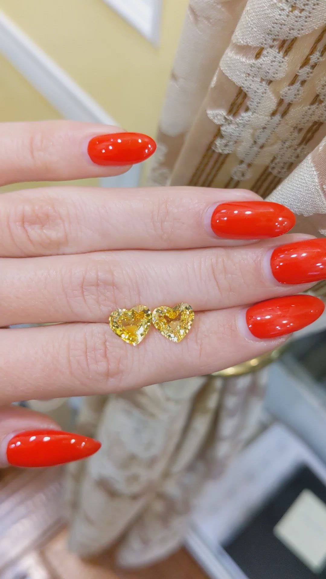 4.71 Ct.Tw.Total Carat Weight Yellow Sapphire Pair from Ceylon (Sri Lanka) Size Video